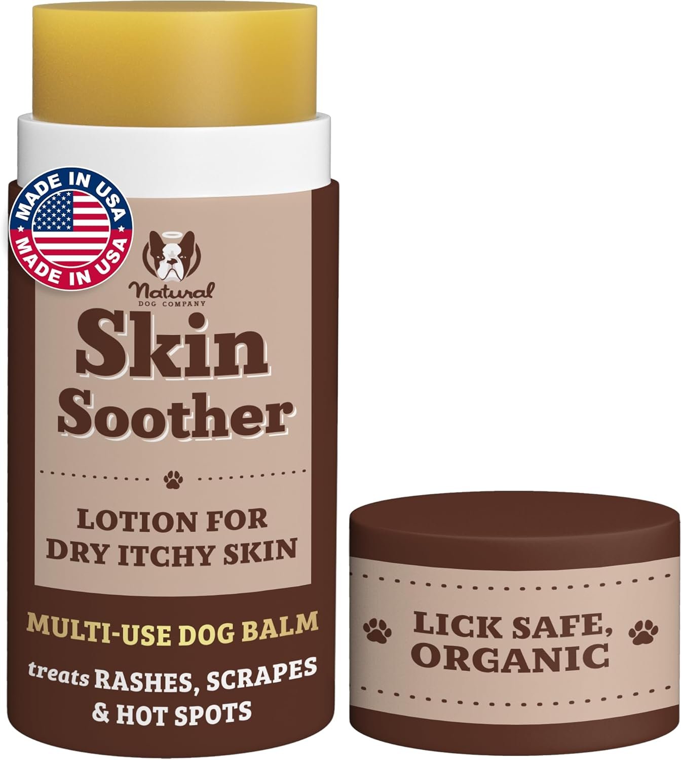 Natural Dog Company Skin Soother Dog Skin Balm, 2 oz Stick | Moisturizing for Dry Itchy Skin, Hot Spot Treatment, Coconut Oil & Vitamin E, For Outdoor Play, Beach Days & Hot Weather