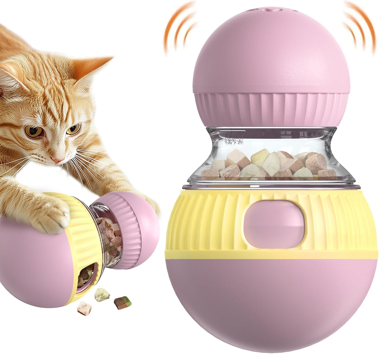 TLKNG Cat Treat Dispensing Toy Kitten Puzzle Feeder & Food Dispenser Ball – Kitty Enrichment Toys for Indoor Cats Kitty Stimulating Tous
