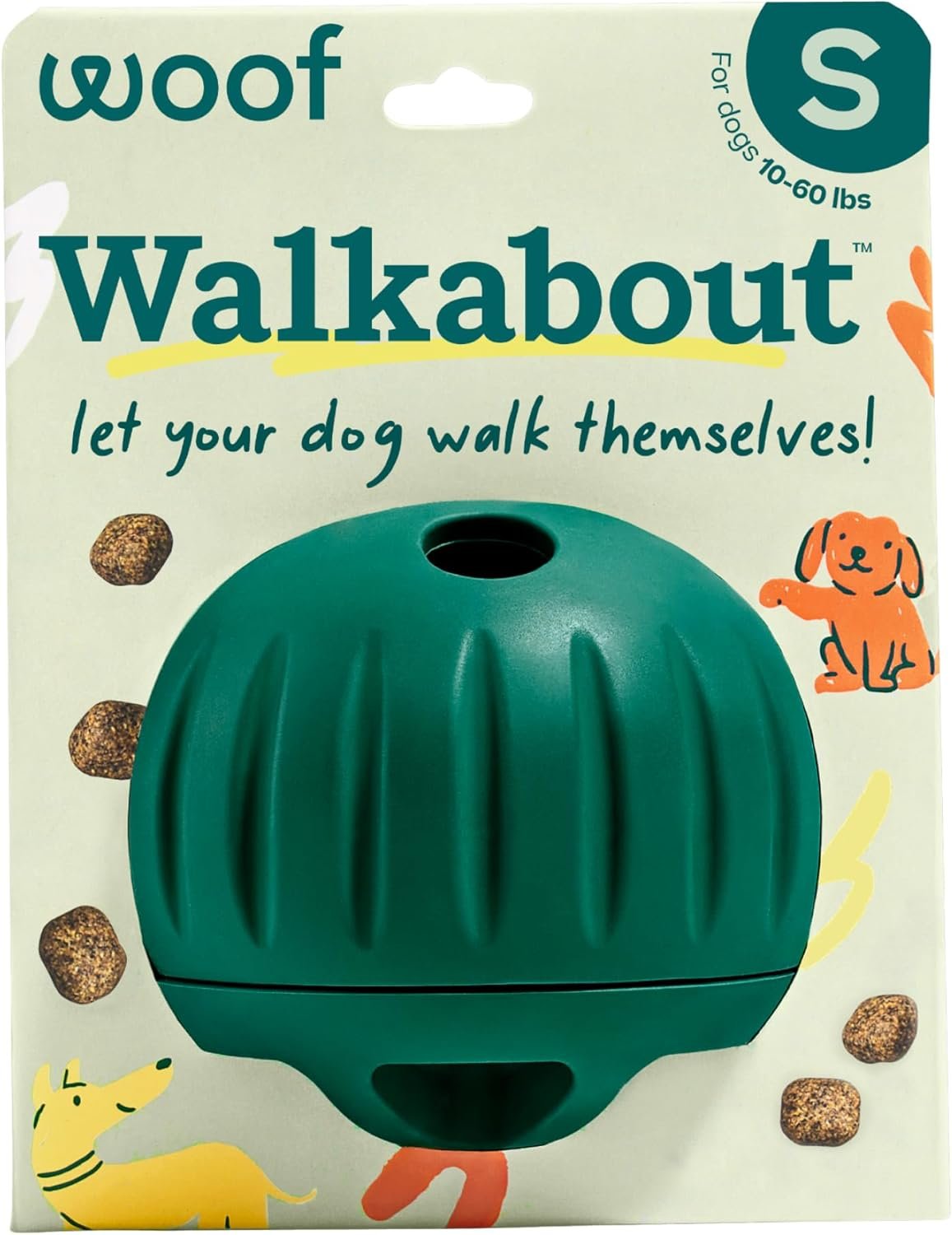 WOOF Walkabout – Enrichment Dog Toys Puzzle and Treat Dispenser – Adjustable Difficulty for Kibble and Treats – Durable Rubber – Easy to Clean – Small