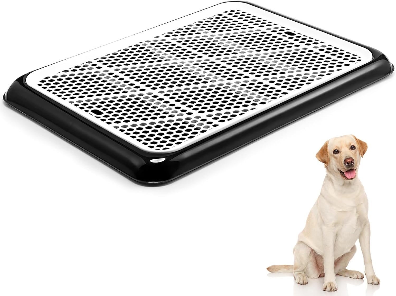 Mifoci Dog Pee Pad Holder Potty Tray Portable Dog Litter Box Toilet Training for Indoor Outdoor Small Medium Large Pet Puppy(Black,25.59 x 18.9 Inches,2 Pcs)