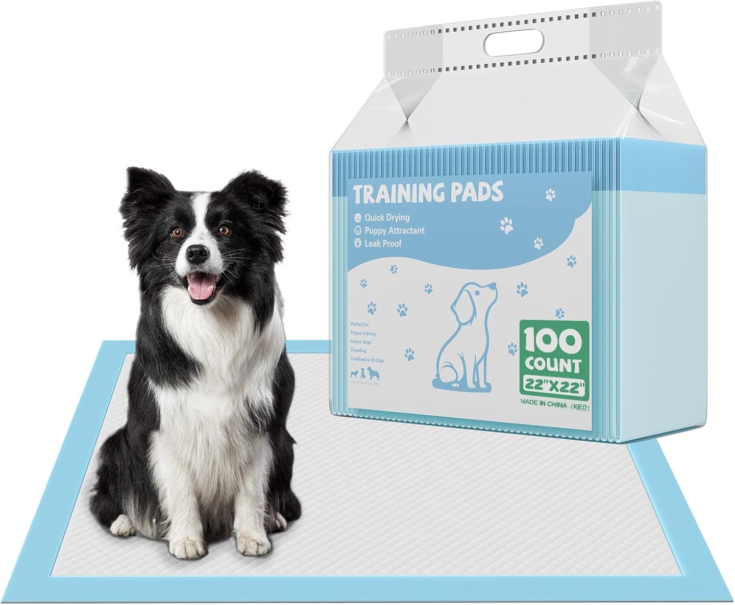 DUMOS 100 Count Puppy Pads for Dogs, 22″ x 22″ Potty Puppy Training Pad, 6-Layer Dog Cat Pee Pads, Super Absorbency Disposable Pet Leakproof Quick Drying Pad