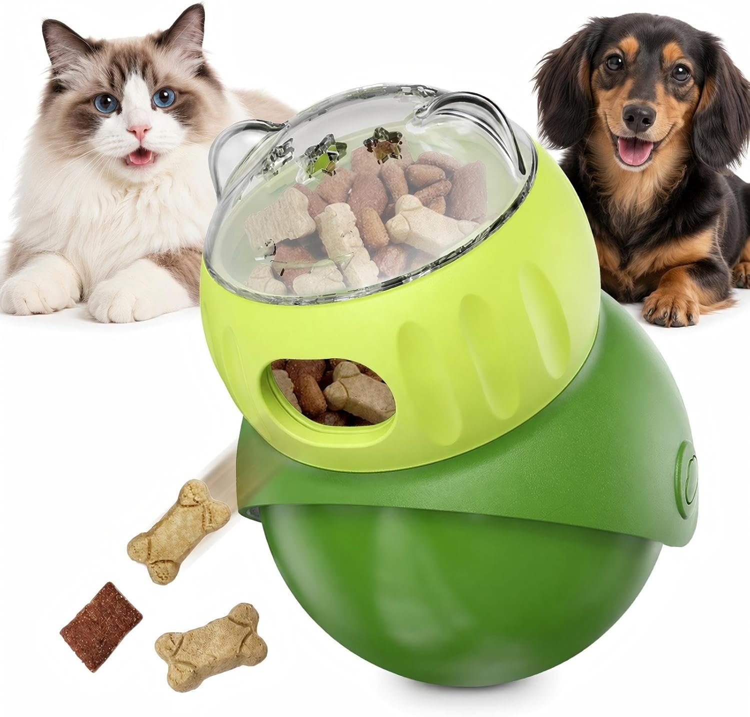 KADTC Wobble Treat Dispenser Ball for Indoor Cat & Tiny/Small Dog Enrichment Toy Interactive Slow Feeder, Kitten Stimulating Balls, Puppy Puzzle Toys