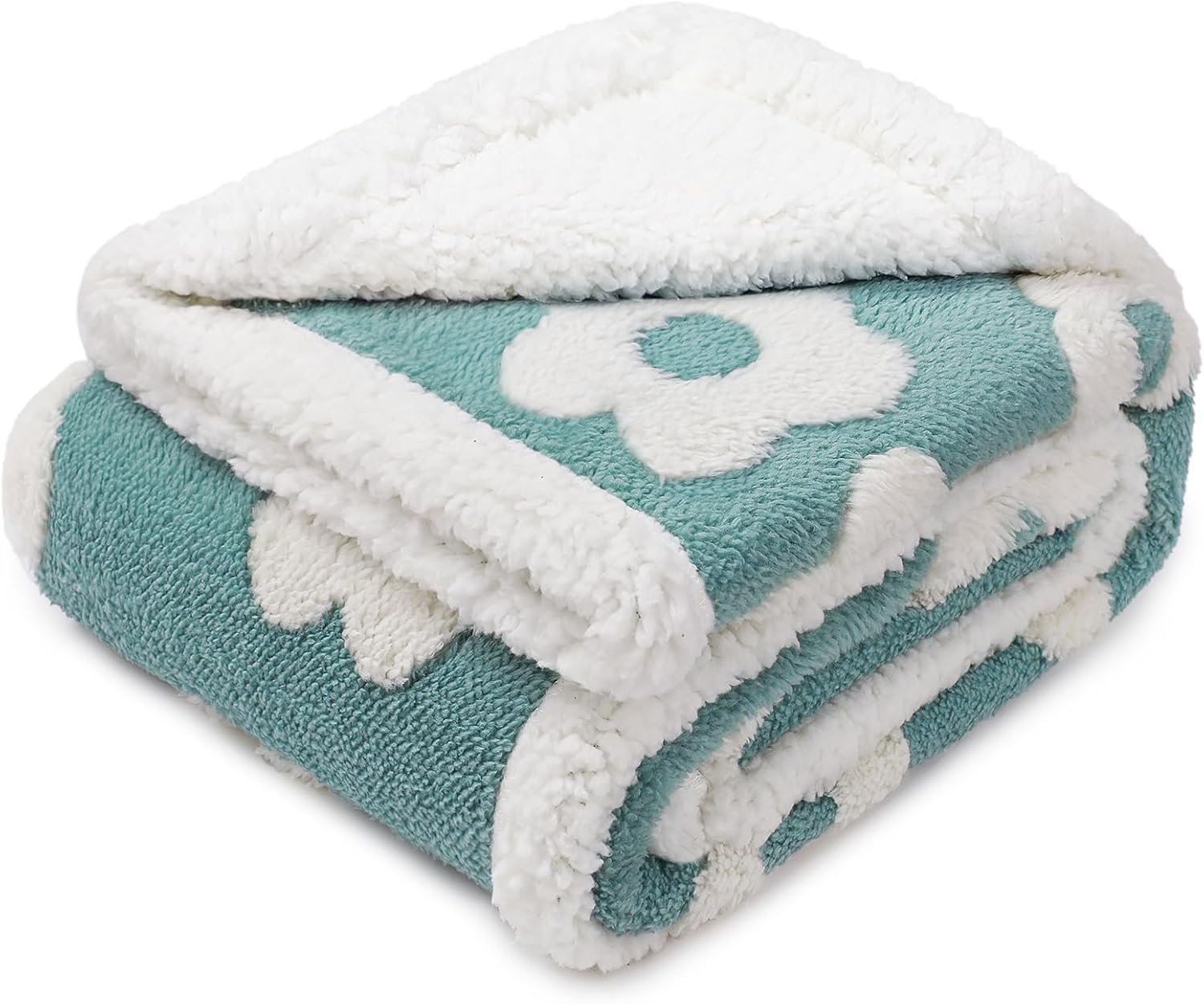 Luciphia Waterproof Pet Blanket for Medium Large Dogs Washable Fluffy Thick Jacquard Shag Fleece Warm Sherpa 3D Textured Flower Print for Cats Puppy Couch Protection (Blue,40×28 inches)