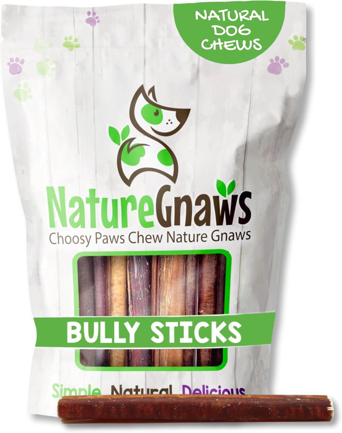 Nature Gnaws Large Bully Sticks for Dogs 5-6″ (10 Count) – Thick Long Lasting for Aggressive Chewers and Large Dogs – Natural Beef Dog Chew Bones