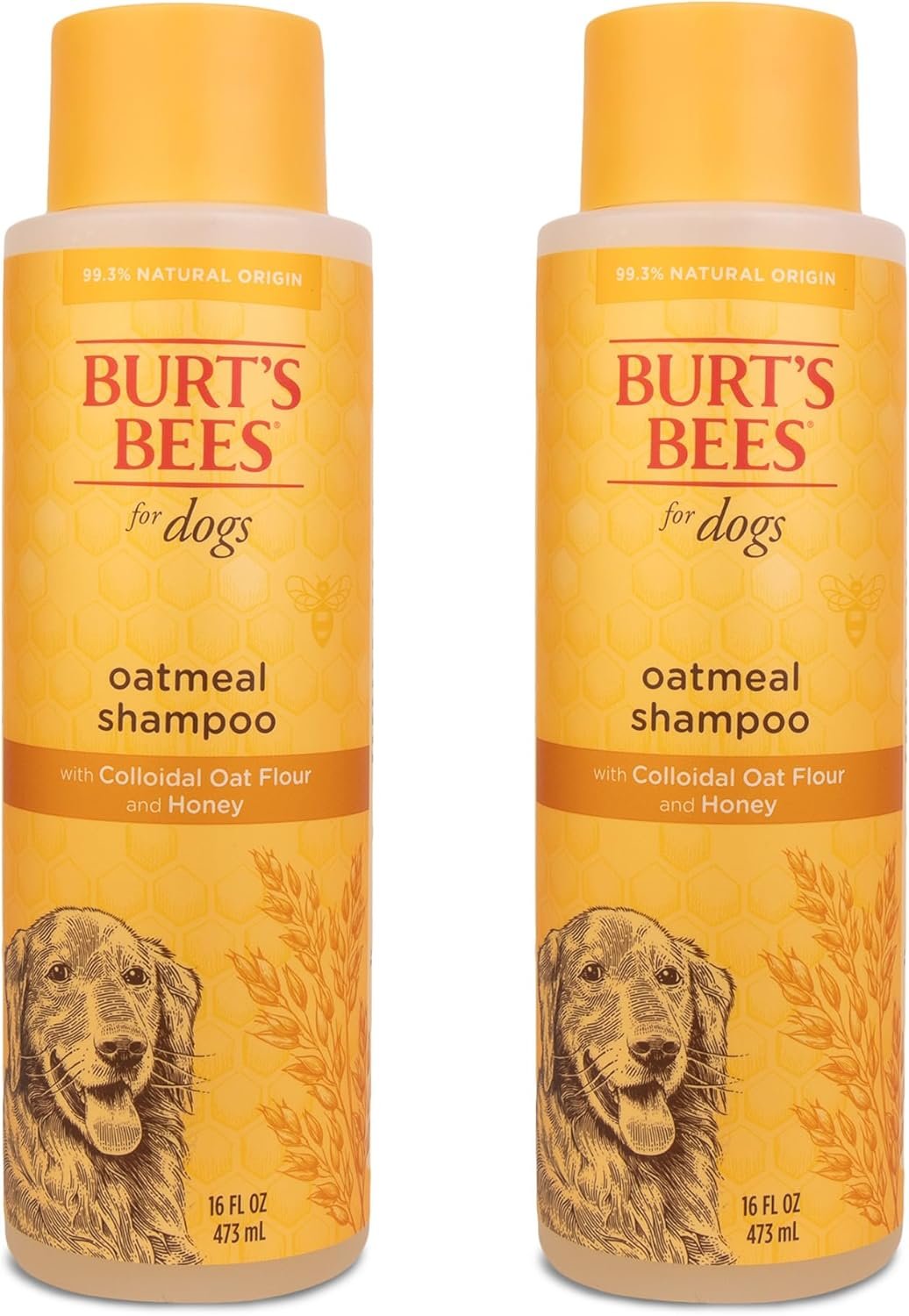 Burt’s Bees for Pets Oatmeal Dog Shampoo with Honey, Soothing Formula for Itchy and Sensitive Dog Skin, Colloidal Oat Flour and Honey, pH Balanced, Sulfate-Free, 16 Fl Oz – 2 Pack