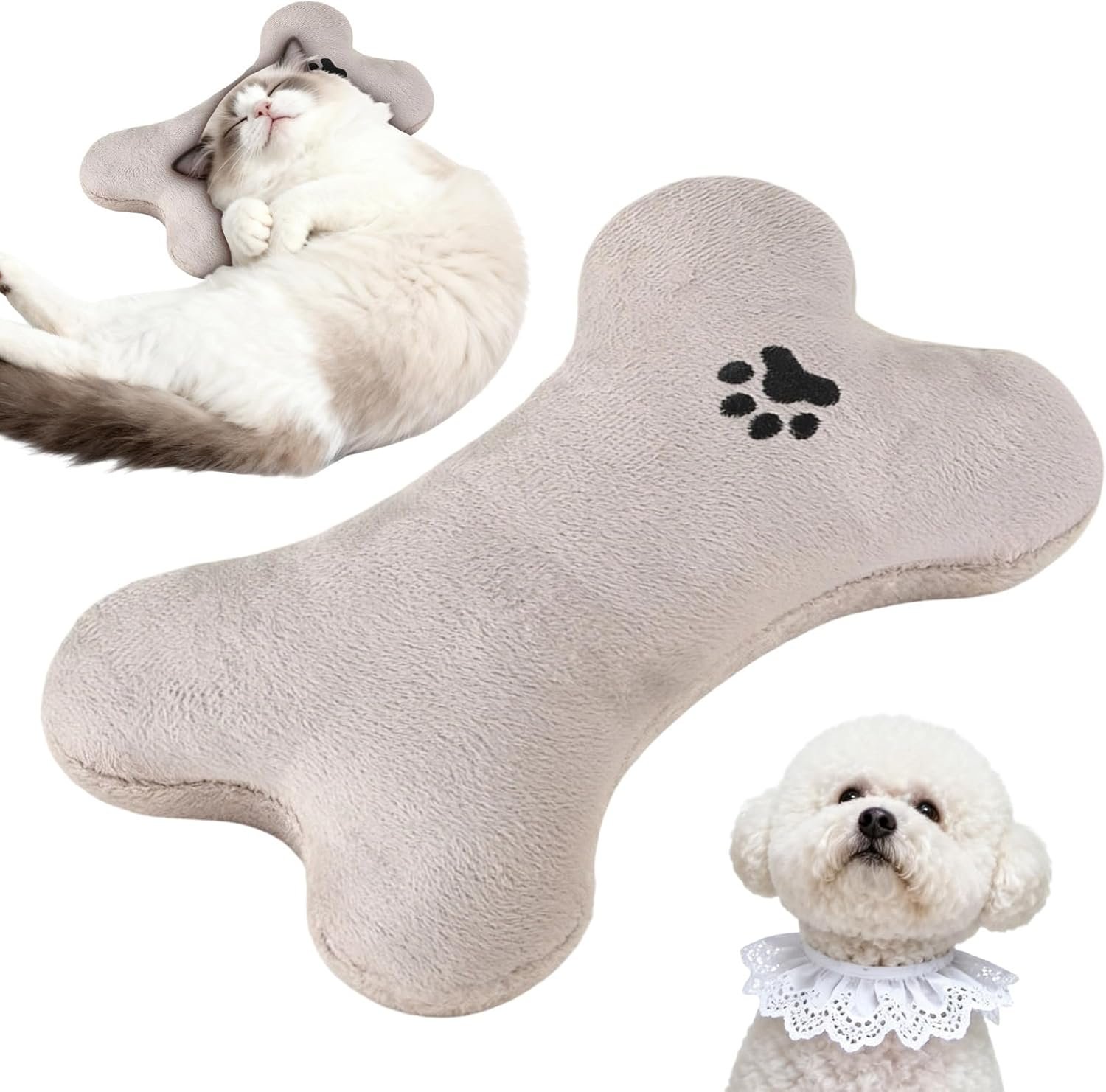 Dog Pillow – Soft, Washable and Chew-Resistant, Tactile-Stimulating Softness, Pet Pillow, Bone Shaped Cushion | Pet Calming Toy for During Cuddling, Sleeping, and Play