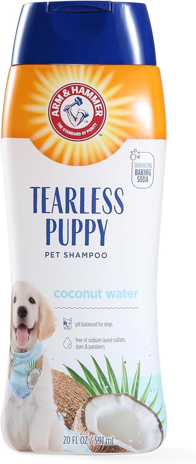 Arm & Hammer for Pets Tearless Puppy Shampoo, Gentle Tearless Formula for Puppies and Dogs, Baking Soda Odor Control, Coconut Water Scent, pH Balanced, 20 Fl Oz