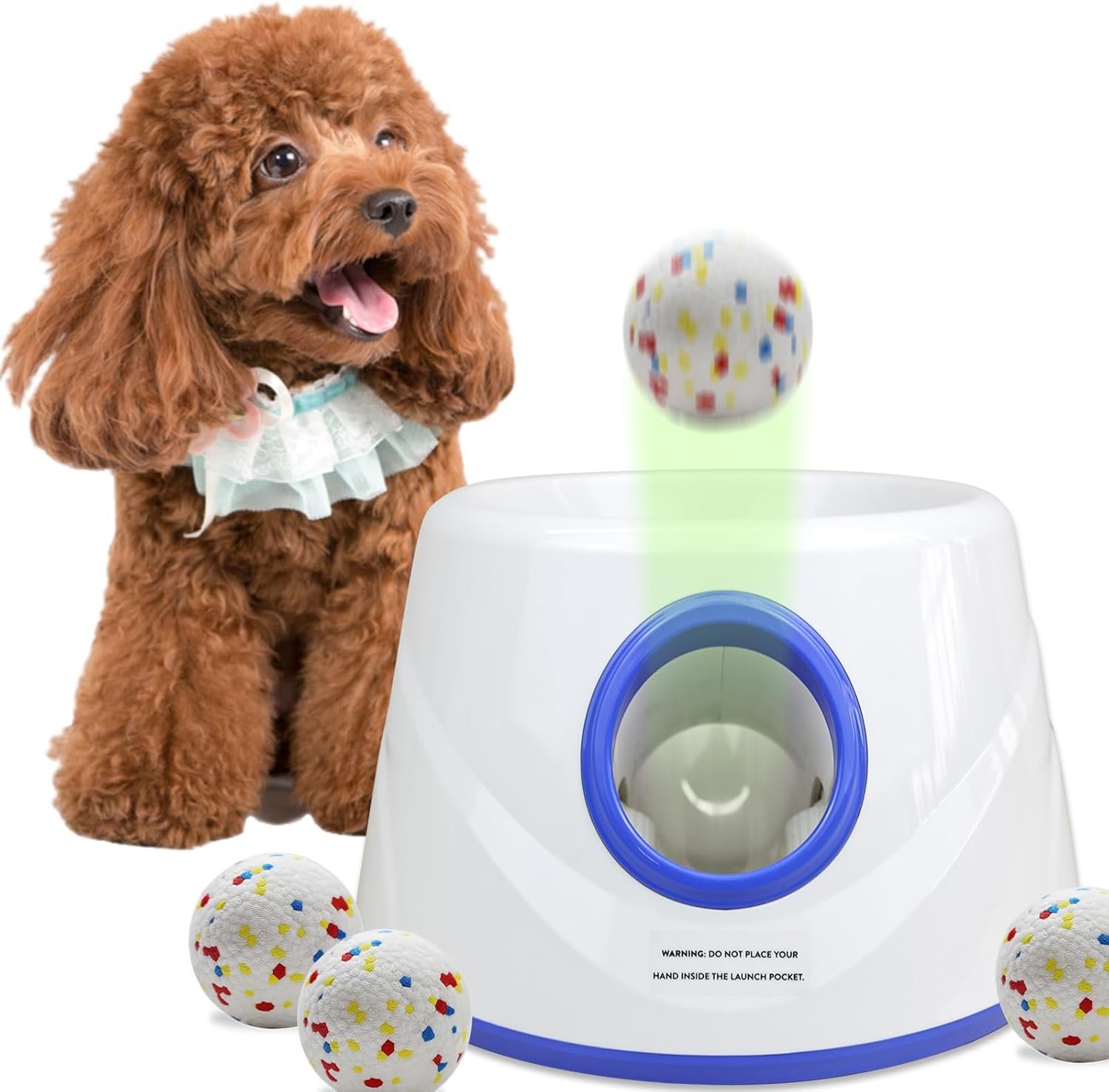 Automatic Dog Ball Launcher, Ball Launcher for Dogs, Suitable for Small and Medium-Sized Dogs, Interactive Dog Toy, with 3 2.3-inch Balls