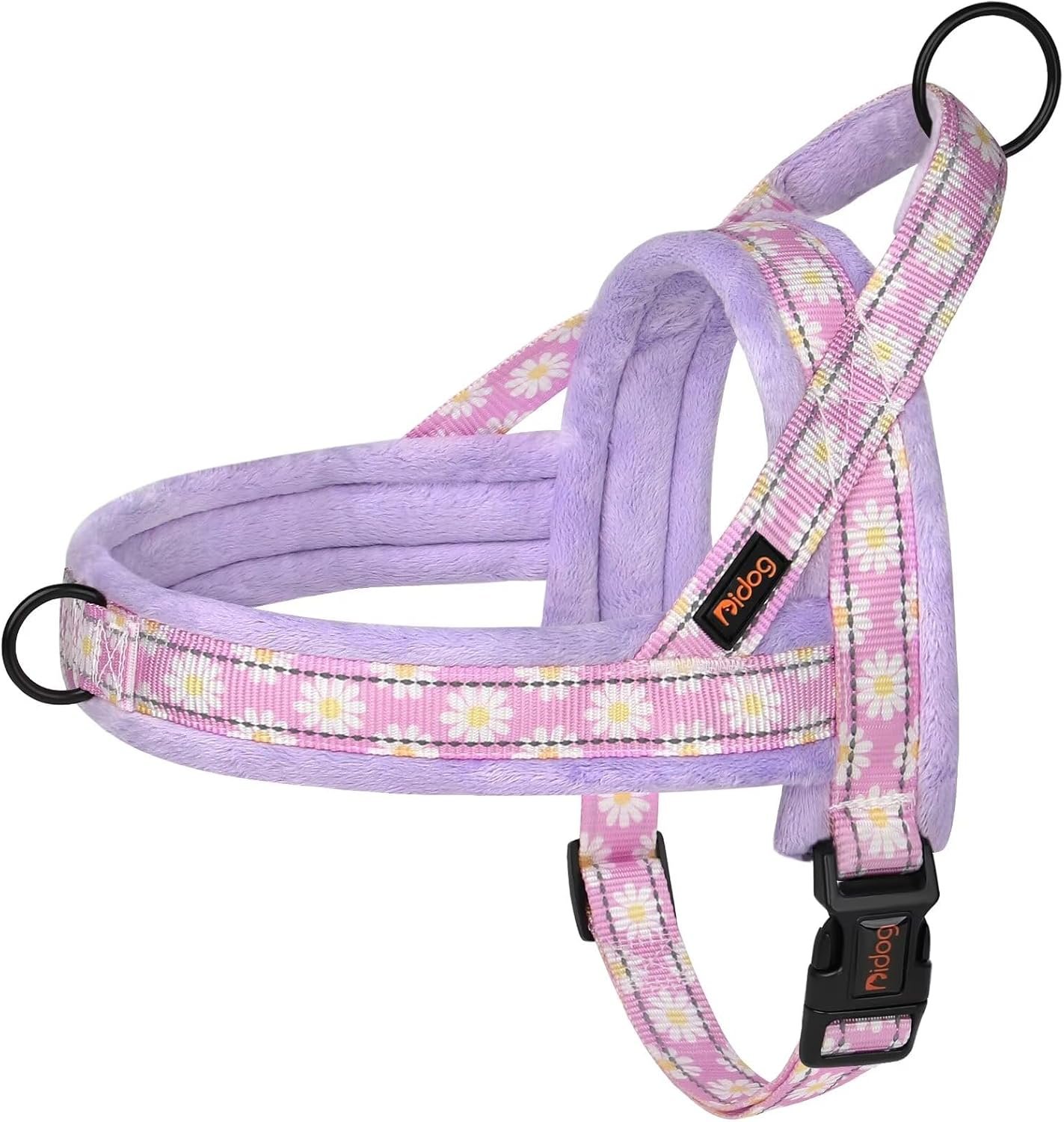 Didog No Pull Dog Harness with Soft Padded, Easy Walk Dog Harness with Quick Release Buckle, Adjustable & Reflective Pet Harness with Soft Padded for Small Medium Dogs (S:Chest 19-22″, Purple)