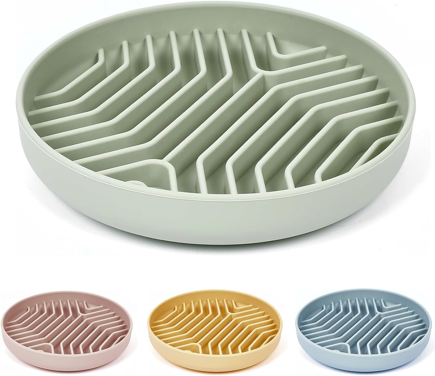 Slow Feeder Dog Bowls, Puzzle Silicone Dog Feeding Bowls with Suction Cups, Anti-Choking, Non-Slip Design, Reduces Boredom, Anxiety, Ideal for Medium to Small Dogs & Cats – XAQMHSW