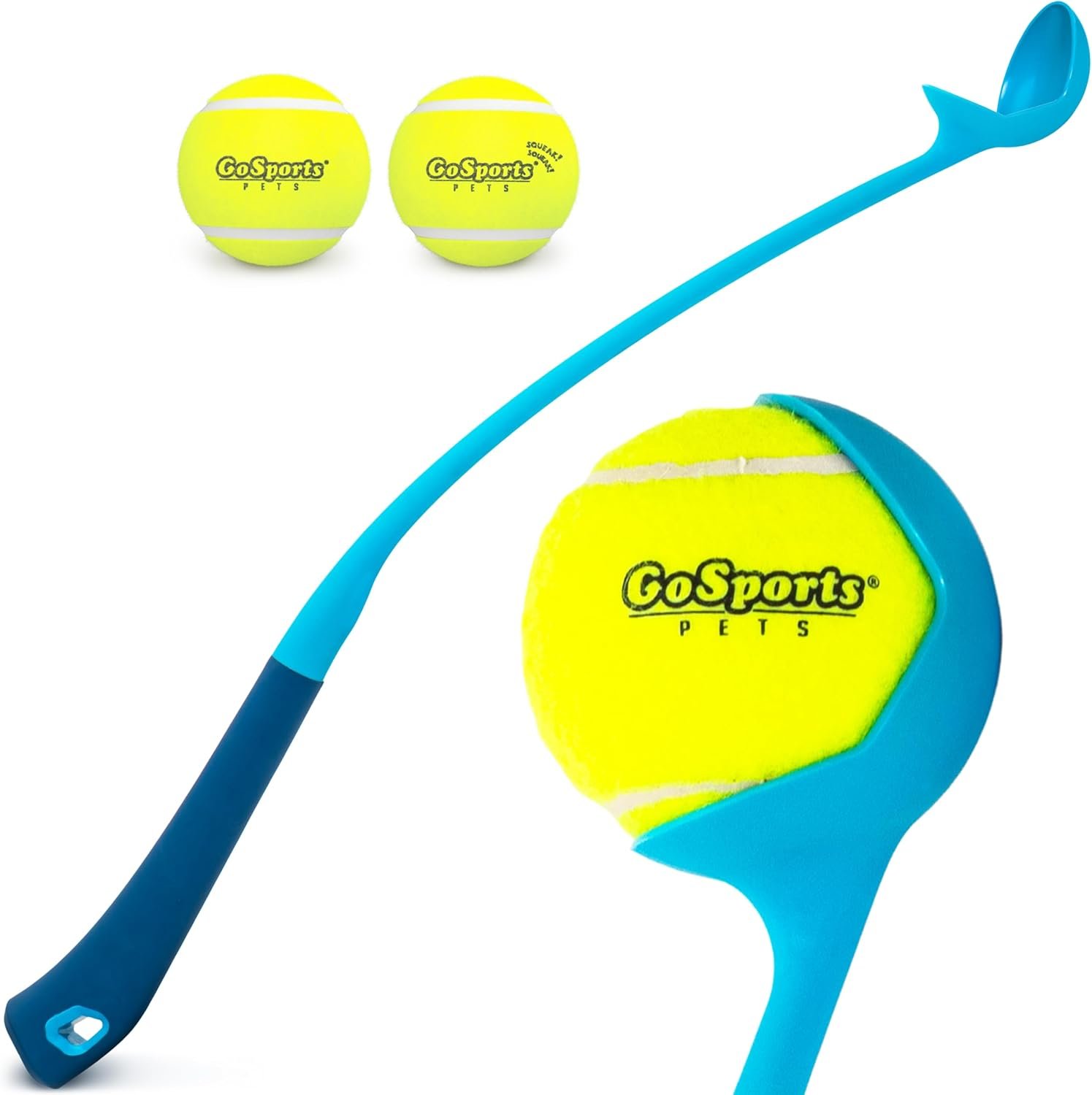 GoSports Pets 24 Inch Dog Ball Launcher – Ergonomic Tennis Ball Thrower for Dogs 20+ lbs – Includes Tosser and (2) 2.5 Inch Balls for Fetch