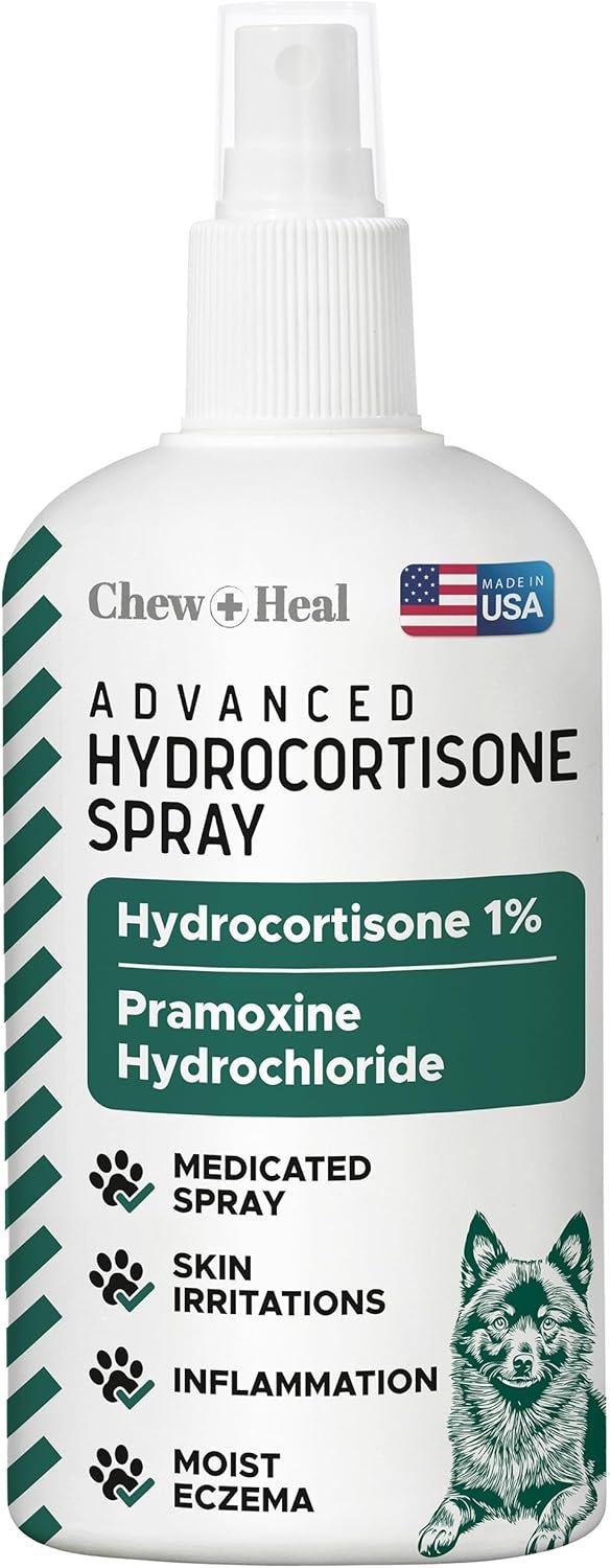 Hydrocortisone Spray for Dogs – Hot Spot Treatment & Itch Relief, 4 oz with Pramoxine – Soothes Dry Itchy Skin, Allergies, Dermatitis, Flea Bites, Aloe Infused, Made in USA – Chew + Heal Labs