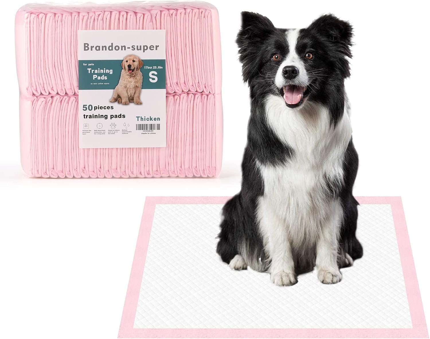 Super-Absorbent Leak-Proof Dog and Puppy Pet Training Pad, Housebreaking Puppy Pads Disposable (18″ X 24″ – Small 50PCS)