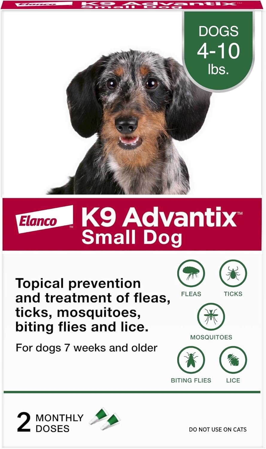K9 Advantix Flea, Tick & Mosquito Prevention for Dogs 4-10 lbs. | Flea Drops for Small Dogs | Apply Monthly | 2 Treatments