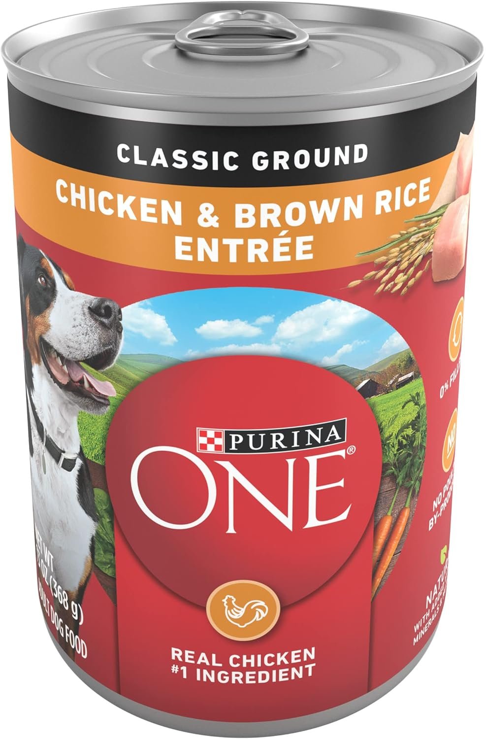 Purina ONE Classic Ground Chicken and Brown Rice Entree Adult Wet Dog Food – (Pack of 12) 13 oz. Cans