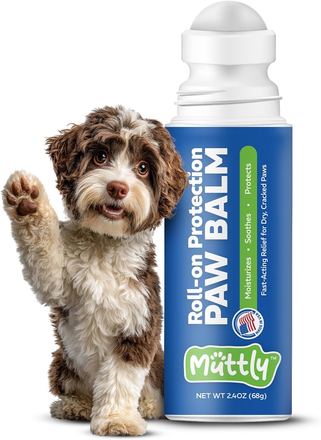 Roll-On Dog Paw Balm – Moisturizer & Soothing Protection from Snow & Hot Pavements – Snout Soother for Dogs – Easy & Fast to Apply, Natural, Non-Toxic, Food-Grade, Lick-Safe Wax