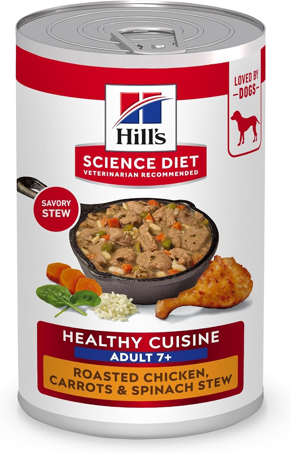 Hill’s Science Diet Adult 7+ Healthy Cuisine Wet Dog Food, Roasted Chicken, Carrots, & Spinach Stew, 12.5 oz. Cans, 12-Pack