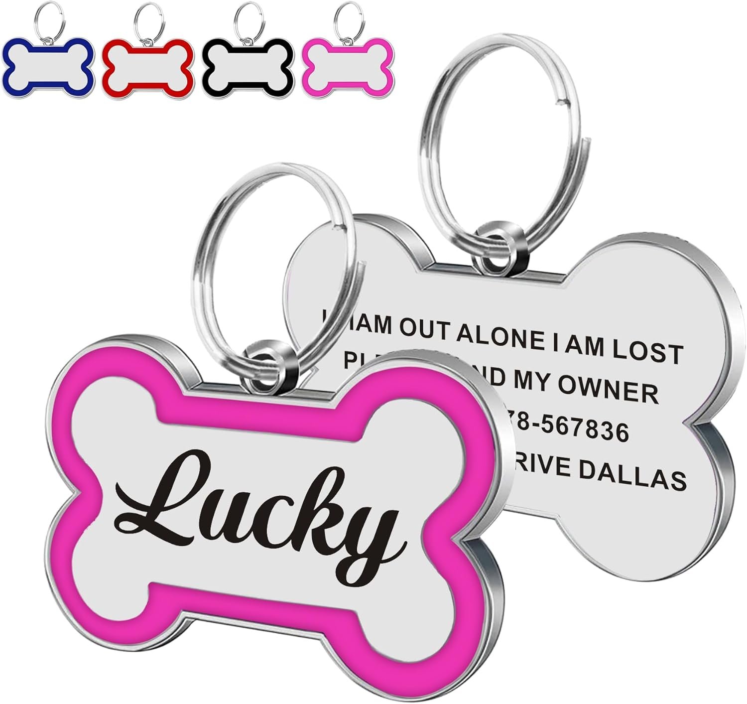 Dog Tags Personalized for Pets Dog Name Tags Personalized Dog Tag Engraved Custom Dog Tags for Pets Custom ID Tags for Puppy Cat (Pink, S)