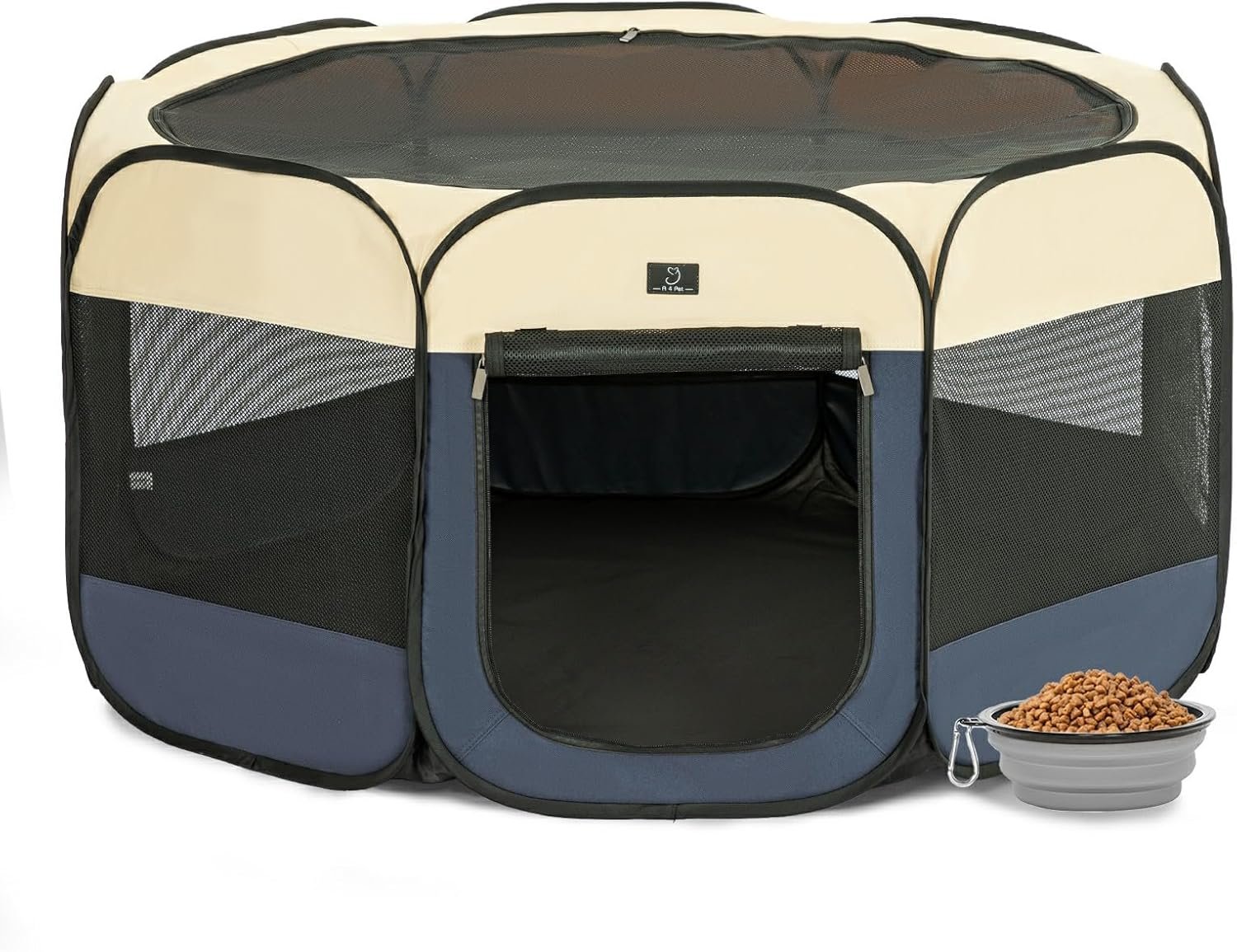 Dog Playpen for Small Dogs & Puppies, 40.55″ Portable Indoor Outdoor Puppy Playpen with Bowl, Waterproof Floor, Foldable Pop-Up Pet Pen for Home, Travel & Daily Use