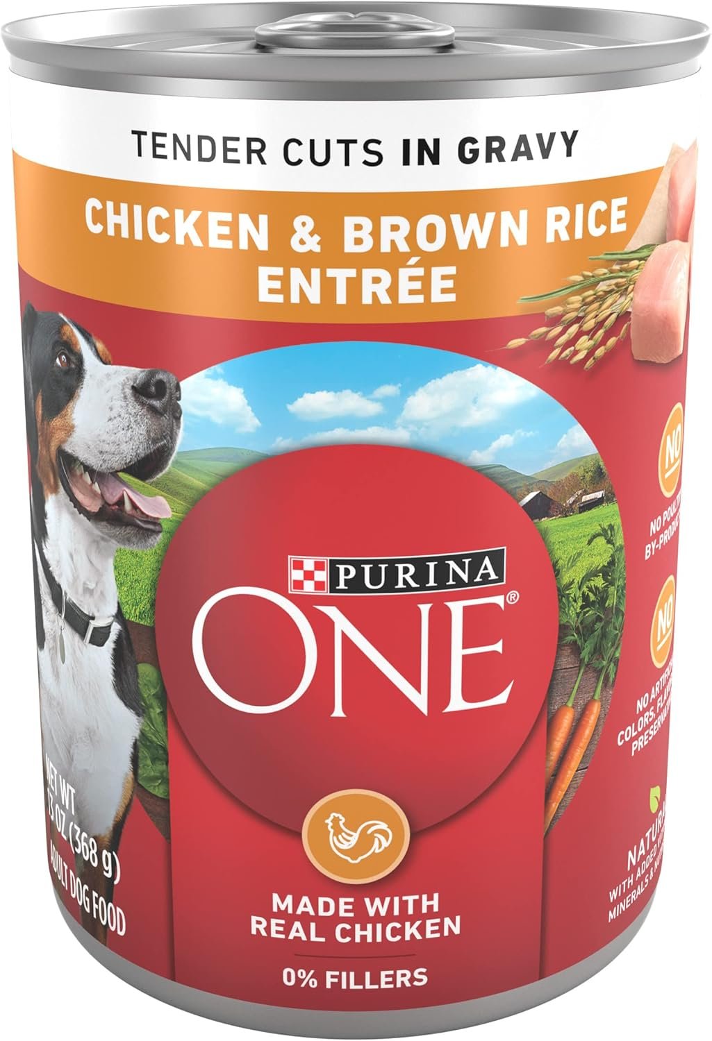 Purina ONE Natural High Protein Dog Food, Tender Cuts in Gravy Chicken and Brown Rice Entrée – 13 Ounce (Pack of 12)