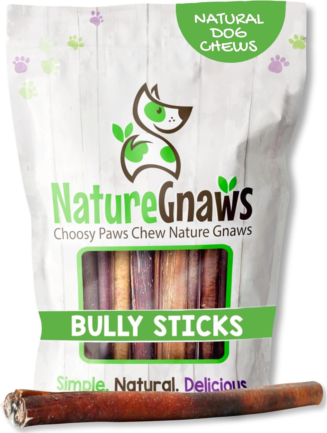 Nature Gnaws Bully Sticks for Dogs 11-12″ (8oz) – Mixed Thickness – Long Lasting for Aggressive Chewers and Large Dogs – Natural Beef Dog Chew Bones