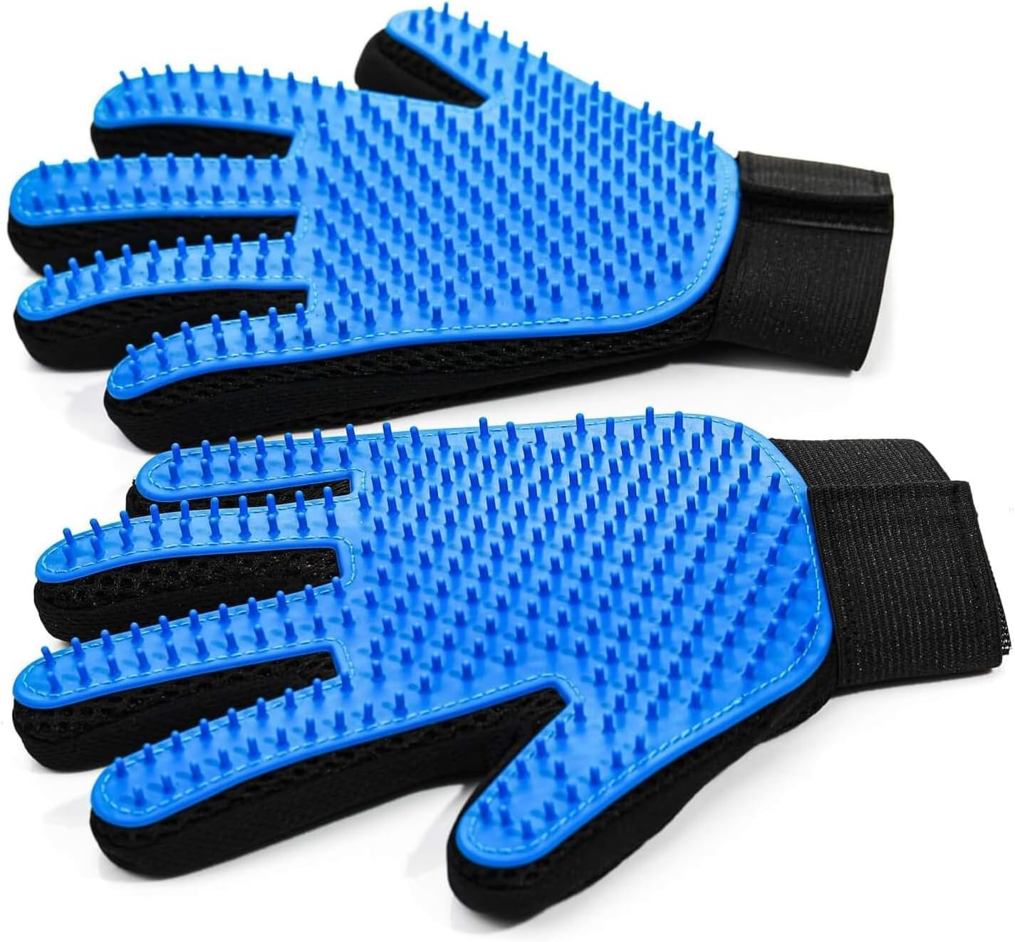 NVNAN Pet Hair Removal Glove for Dogs & Cats, 2-in-1 Deshedding Brush & Massage Mitt – Grooming Gloves for Shedding Control, Bathing and Washing, Safe for Short/Long Hair Pets 2-Pack (Blue)