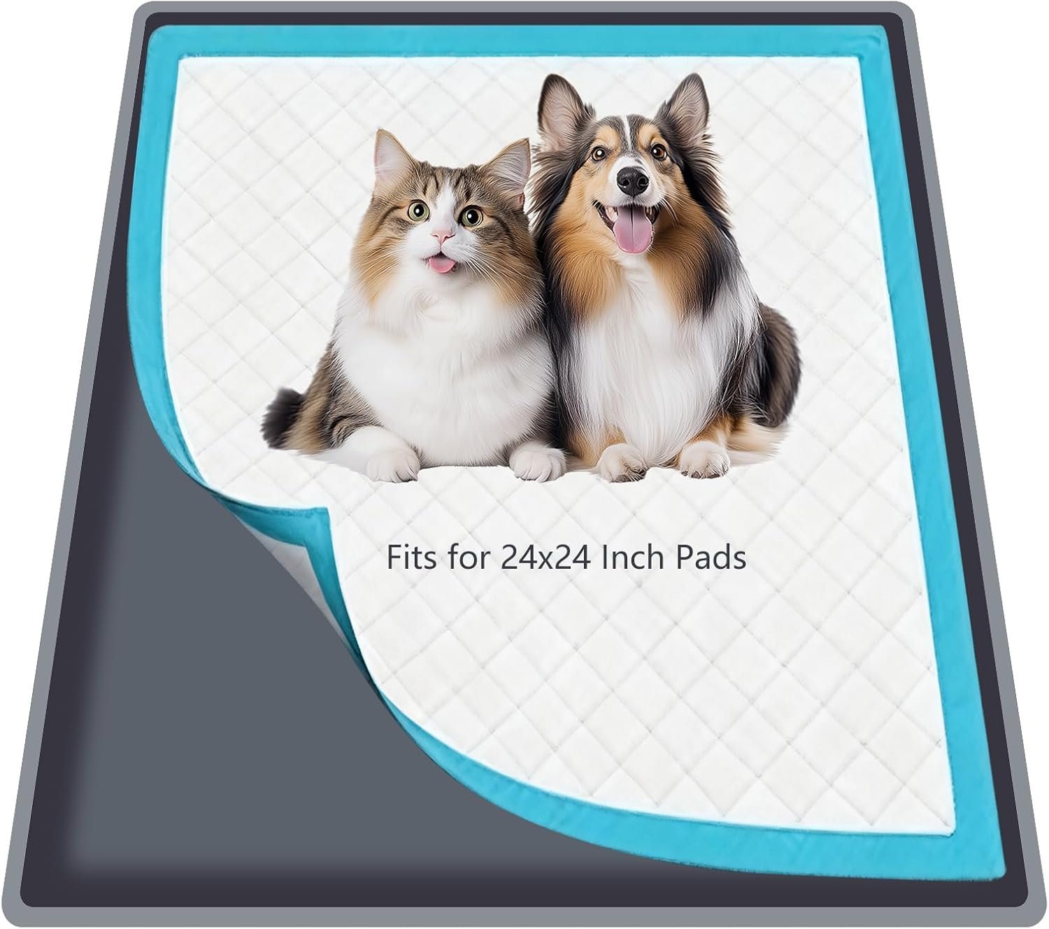 Silicone Dog Pee Pad Holder for Standard 24×24 in Pads, Non-Slip Leak-Proof Puppy Pad Tray, Portable Puppy Training Mat with Raised Edges for Floor Protection, Easy to Clean
