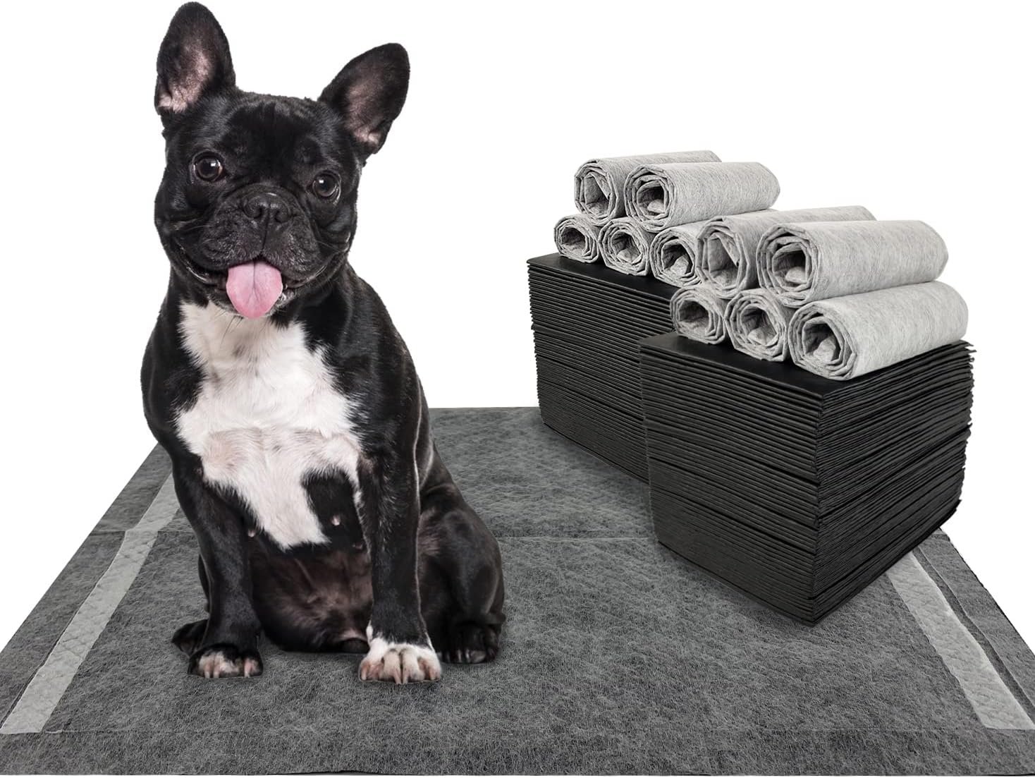 Dogcator Charcoal Dog Training Pads 100 Count, 22″x22″ Puppy Pee Pads for Small Dogs, Activated Carbon Dog Pee Pads, Disposable Puppy Pads Pet Training Pads