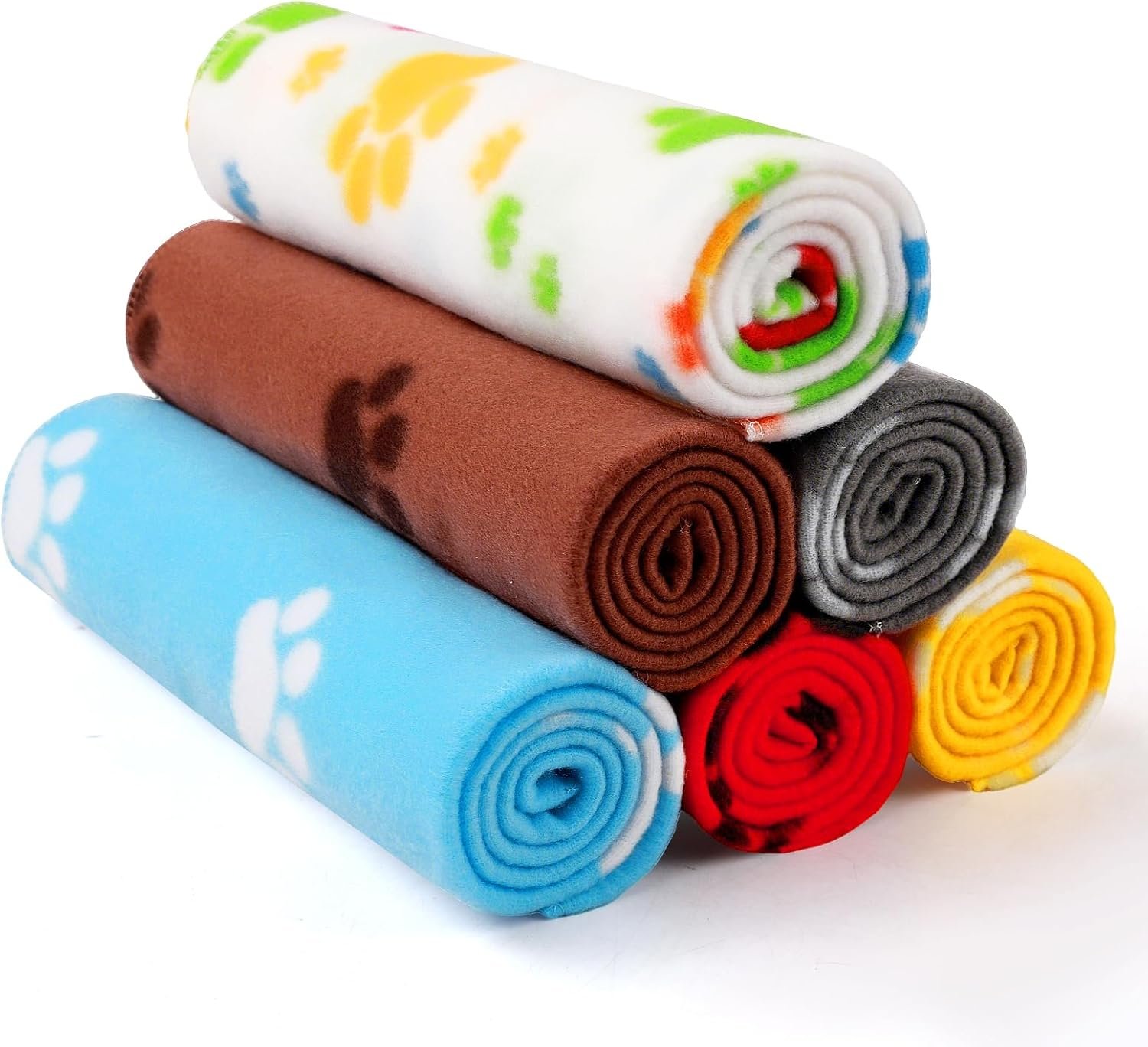 LINENLUX Cute Dog Blanket for Small Medium Dogs 6-Pack Soft Stretchy Fleece Blankets for Pet Cat Puppy Warm Wrinkle-Resistant Throw for Couch Bed Outdoor Mix 31×24 inch (Pack of 6)