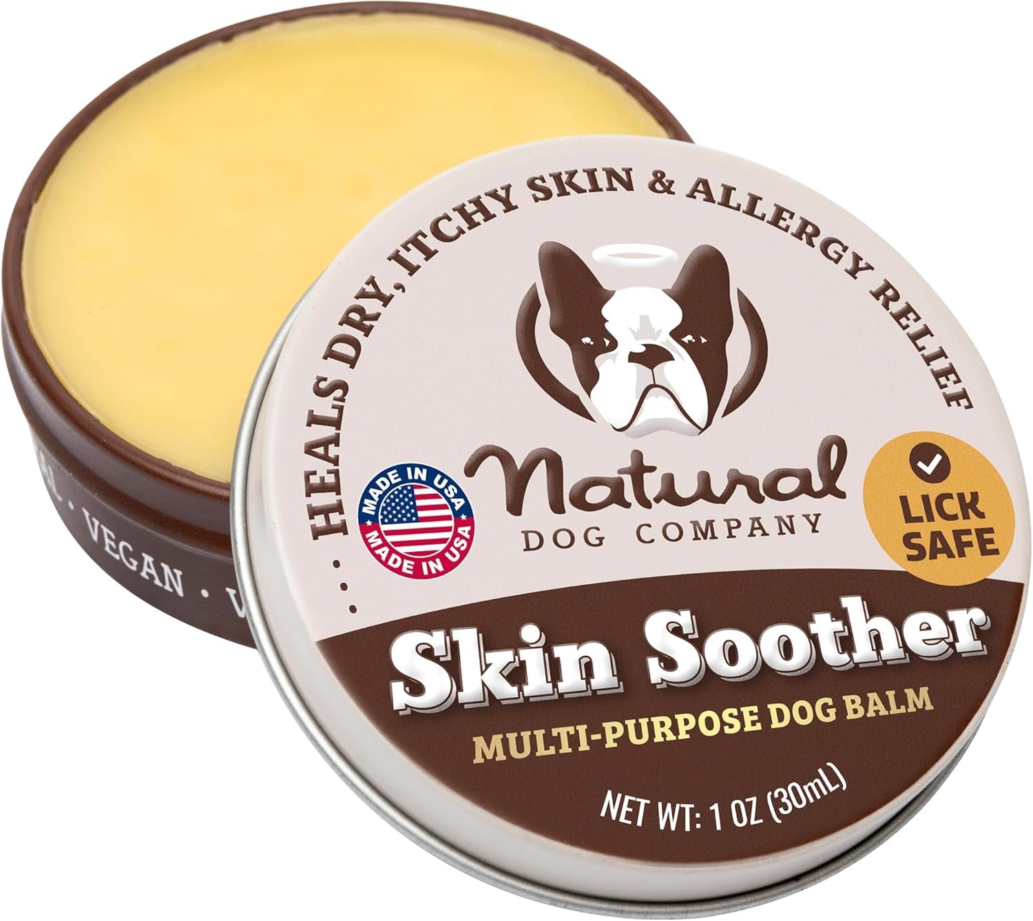 Natural Dog Company Skin Soother Dog Skin Balm for Skin Care – Moisturizing Balm for Dry Itchy Skin, Outdoor Play, Beach Days & Hot Weather, Hot Spot Treatment with Coconut Oil & Vitamin E, 1 oz Tin