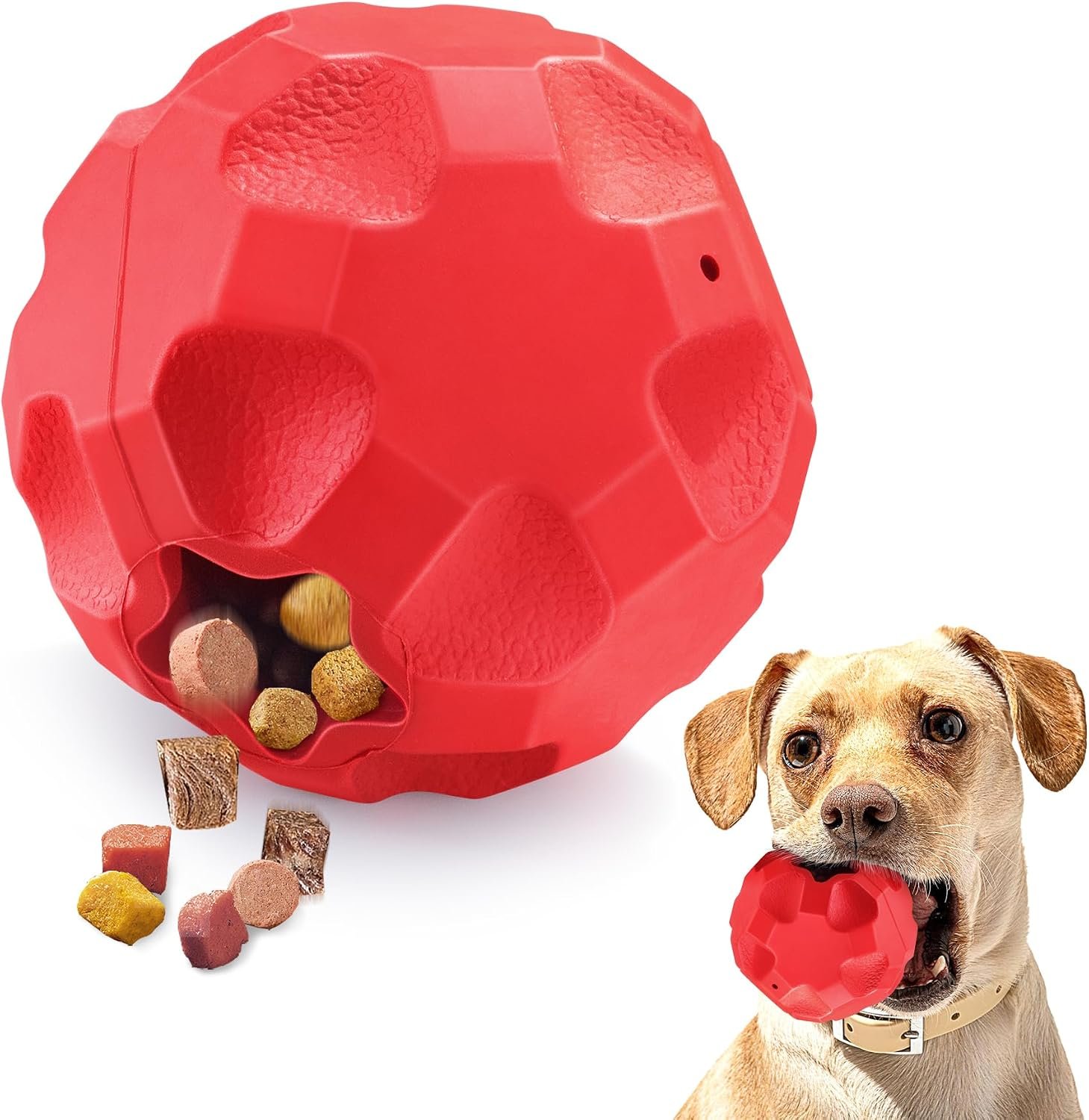 Treat Dispensing Dog Toys for Aggressive Chewers Large Breed, Rubber Balls for Dogs, Interactive Dog Toys for Boredom to Keep Them Busy, Dog Treat Toy Ball