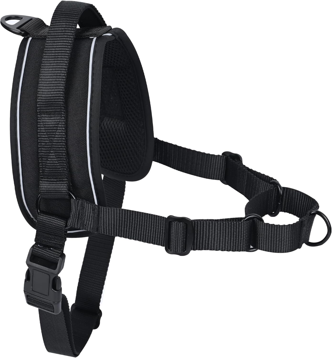 No Pull Dog Harness, Upgraded Padded No-Choke Pet Vest with Front and Back Clips, Effortless Walking Adjustable Dog Gear with Traffic Handle and Reflective Straps for Training (Black,L)