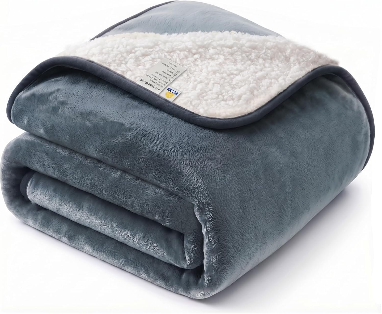 Sunheir Waterproof Dog Blankets for Small Dogs, Reversible Sherpa Fleece Thick Puppy Blanket, Leakproof Spill-Proof Pet Blanket for Cat, Bed, Couch, Furniture Protector, Travel, Camping, 25″X35″, Grey
