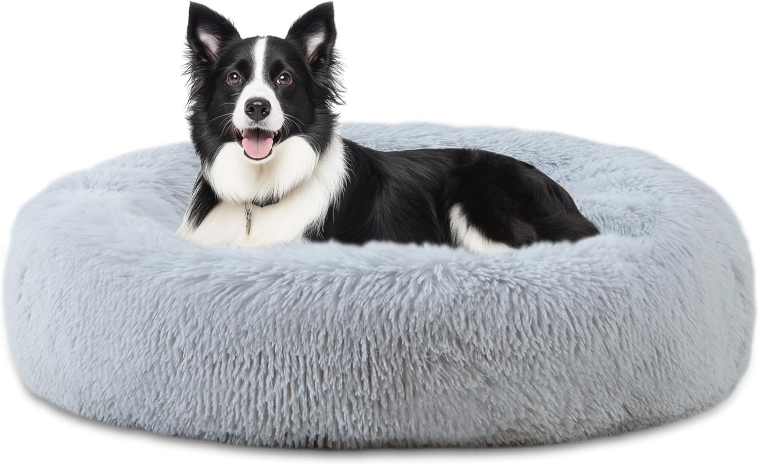 ELSKER&HOME Calming Dog Bed,Donut Washable Warming Soft Round 39 inches Dog Beds for Large Dogs,Anti-Anxiety Fluffy Plush Cushion Bed Fits up to 120 lbs Pets