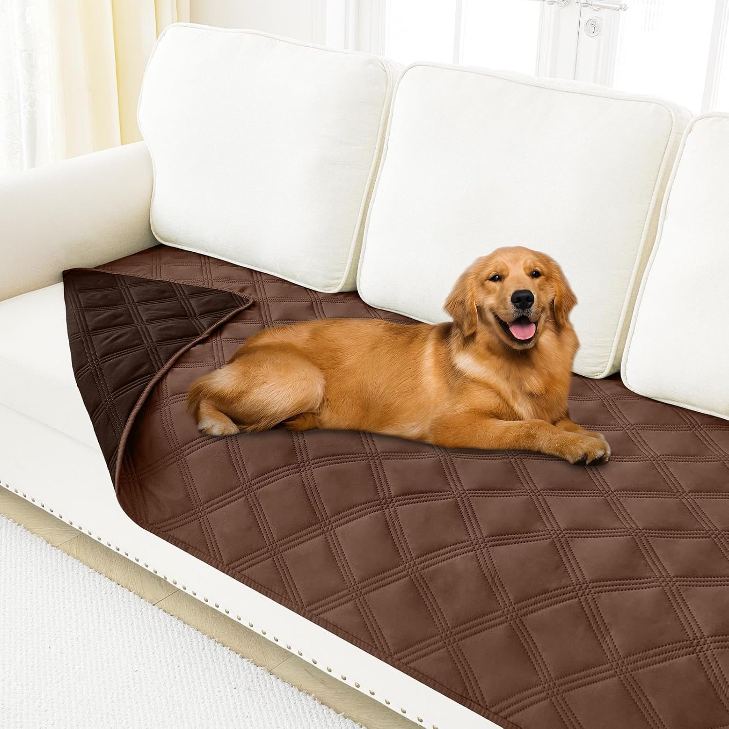 Smiry Waterproof Dog Bed Cover Blanket 30×70, Soft Reversible Pet Blanket, Washable Leakproof Cats Dogs Couch Cover for Sofa, Couch, Furniture, Brown/Chocolate