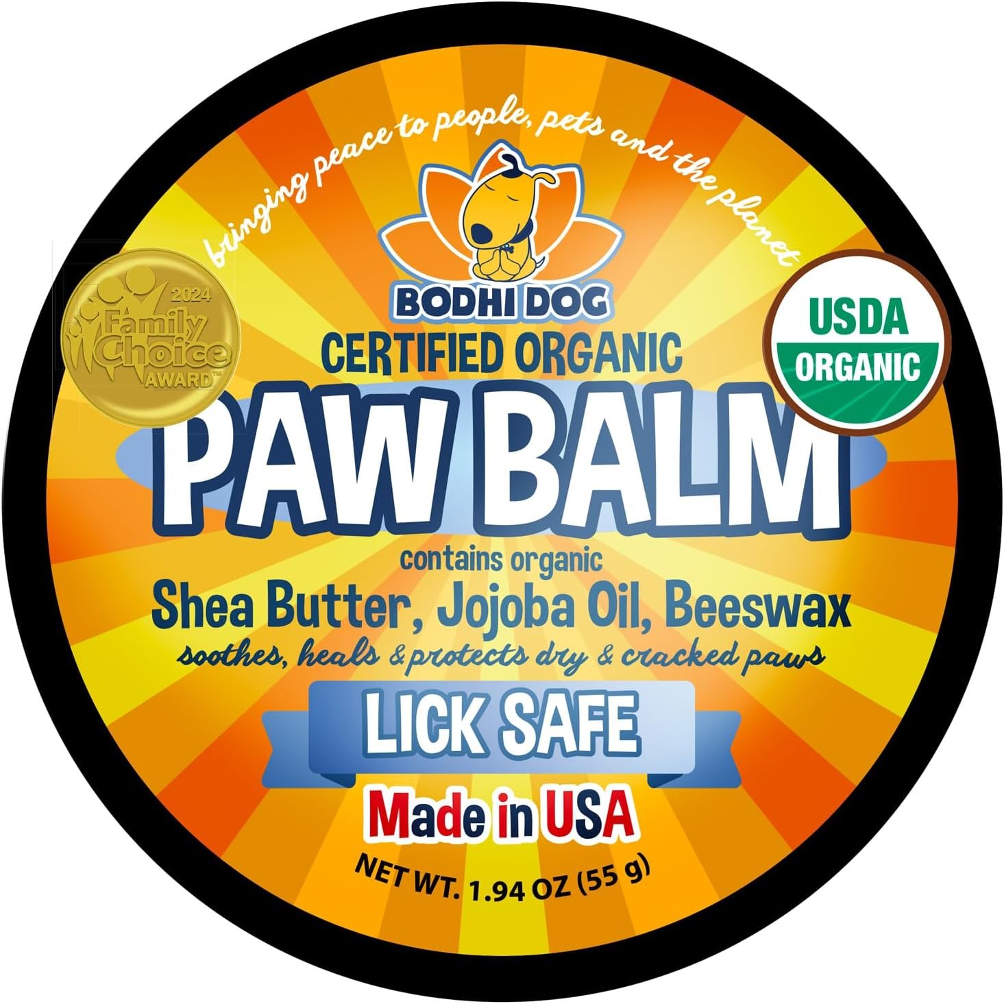 Bodhi Dog Paw Balm – Lick Safe – USDA Organic Paw Butter – Natural Paw Moisturizer Heals Dry, Cracked Paw Pads – Winter Protection – Pet Paw Balm for Dogs & Cats – Better than Paw Cream, Paw Wax (2oz)
