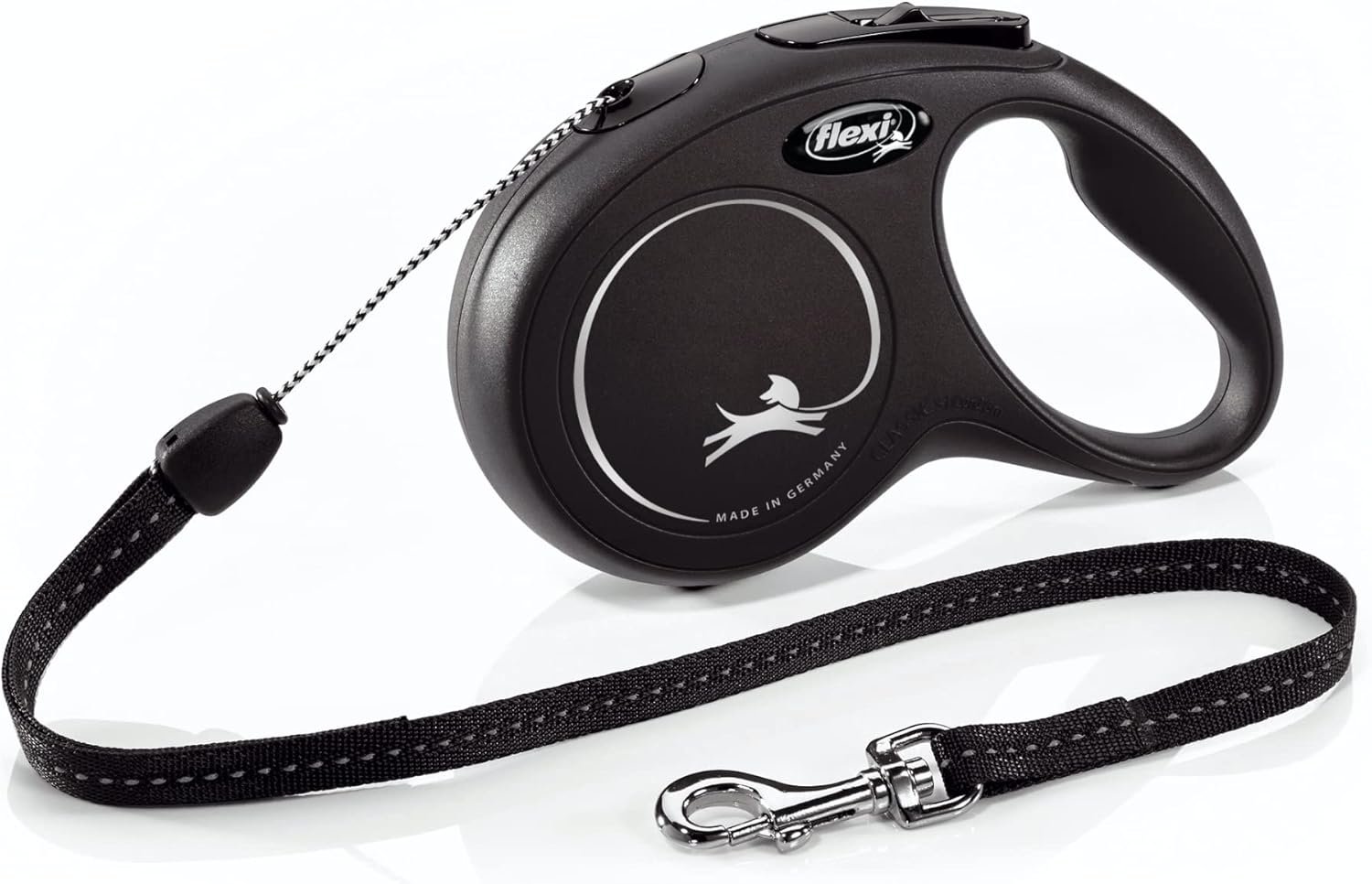FLEXI Classic Cord Retractable Dog Leash for Small Dogs up to 33 lbs. – 26 ft., Black | Tangle-Free Cord Design with One-Handed Brake, Pause, Lock|German Quality Product