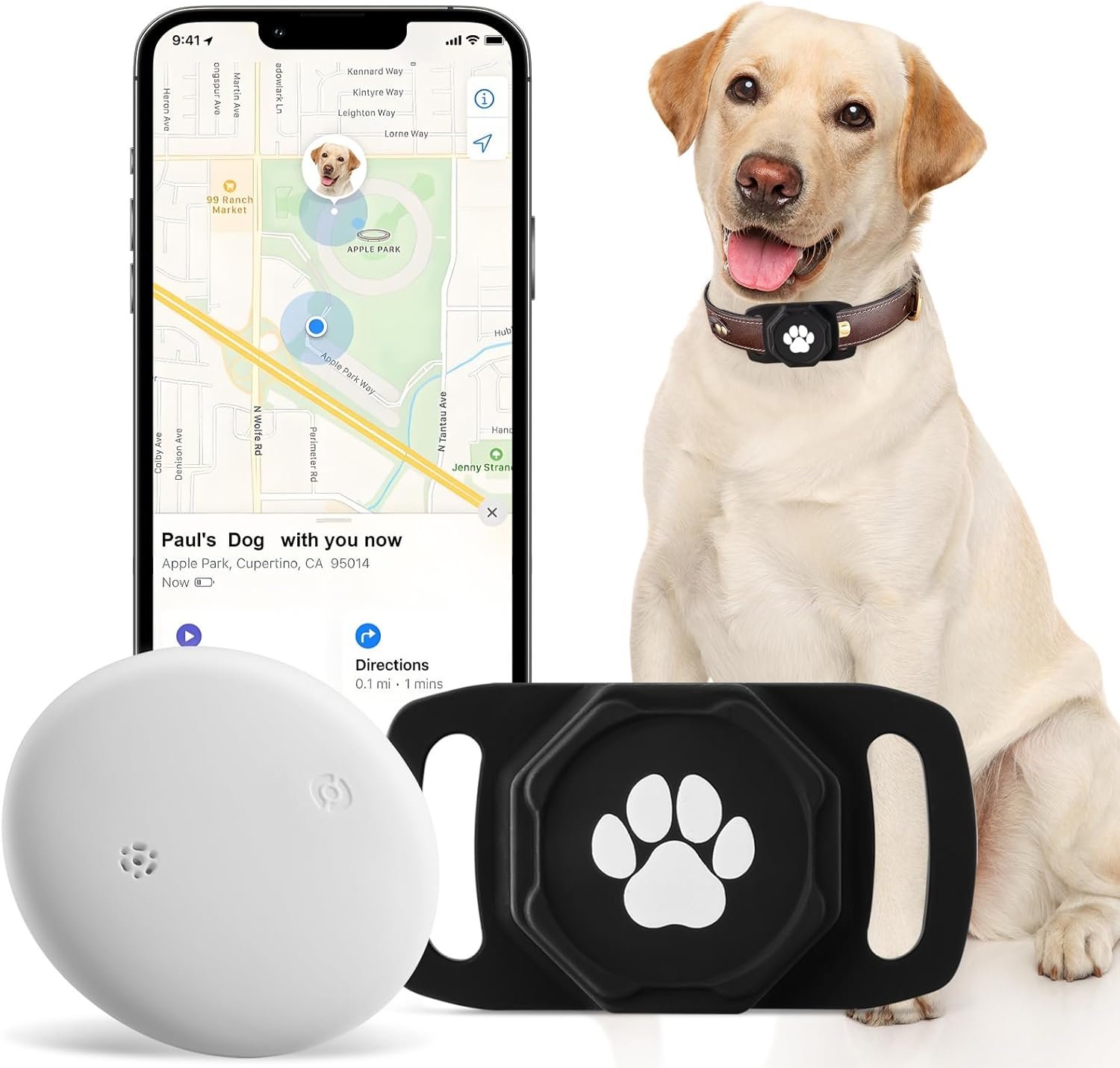 Smart Pet Tracker for Collar – Dog Trackers Pet Location Tracker with Holder, No Monthly Fee, Anti-Lost Tracking Device for Pets, Luggage, Bag Straps, Compatible with Google Android Only(Not for iOS)