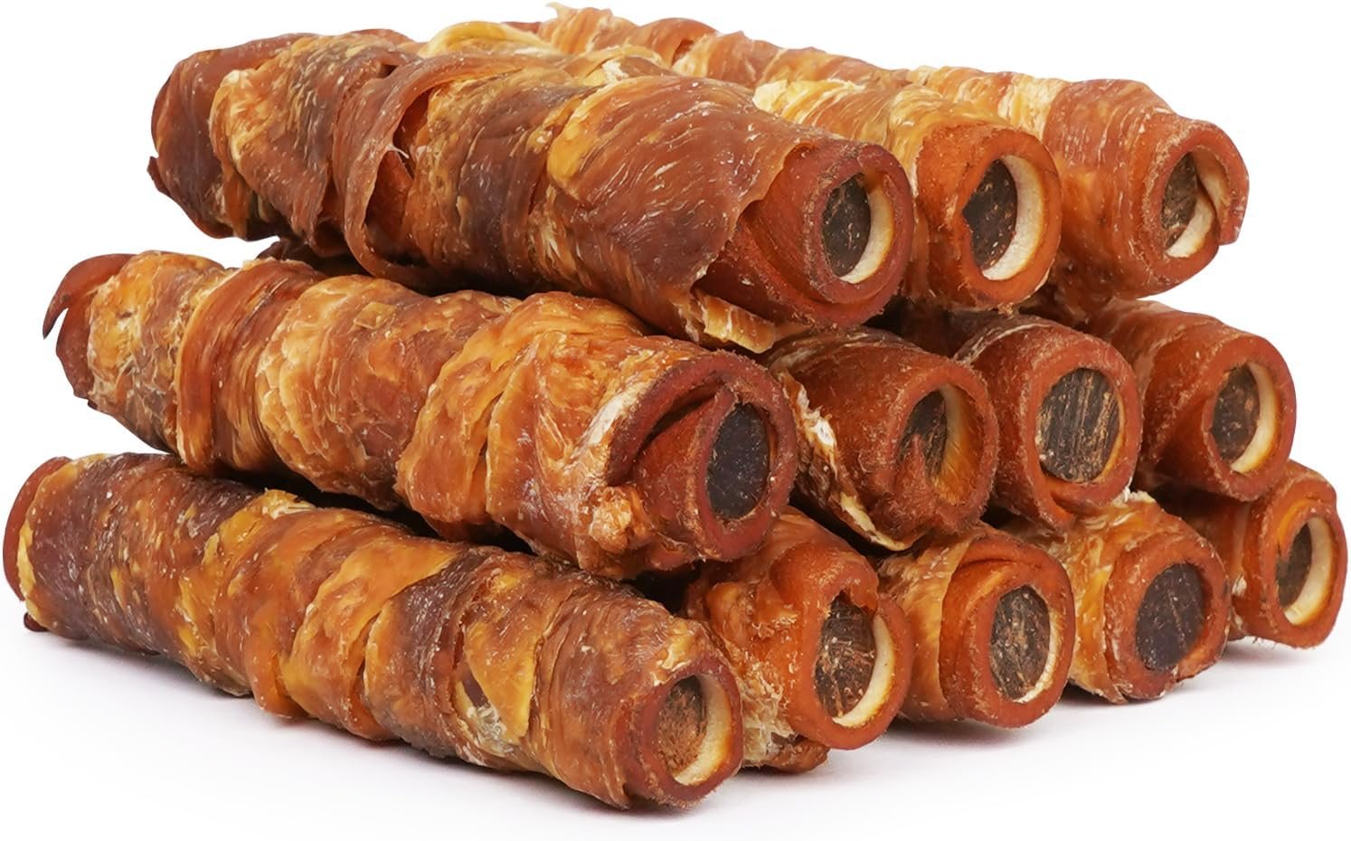 MON2SUN Dog Treats 5 Inch Chicken Wrapped Smoked Stuffed Rawhide Rolls with Chicken Liver, Rawhide Chews for Medium Dogs, 21.2 oz (12 Count)