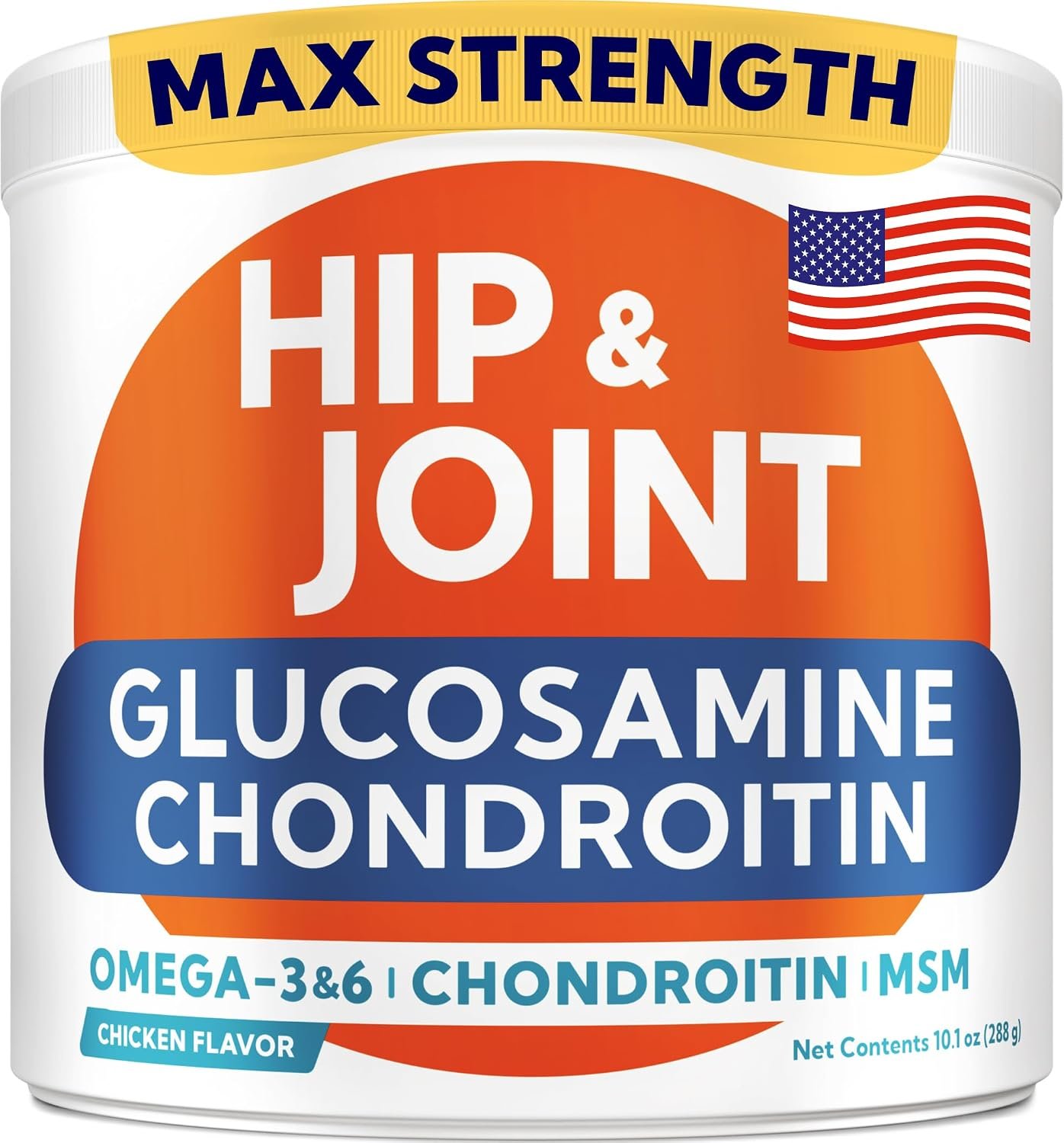 Glucosamine for Dogs Hip & Joint Supplement – Chondroitin, Omega-3, MSM – Joint Health & Pain Relief – Senior & Large Dogs – Made in USA – 120Ct