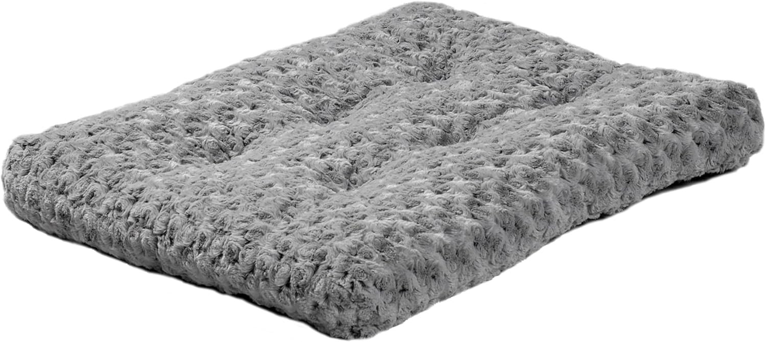 MidWest Homes for Pets Small QuietTime Deluxe Gray Ombré Swirl Plush Pet Bed, Machine Washable, Non-Skid Bottom, Soft Crate Mat for 24-inch Crates
