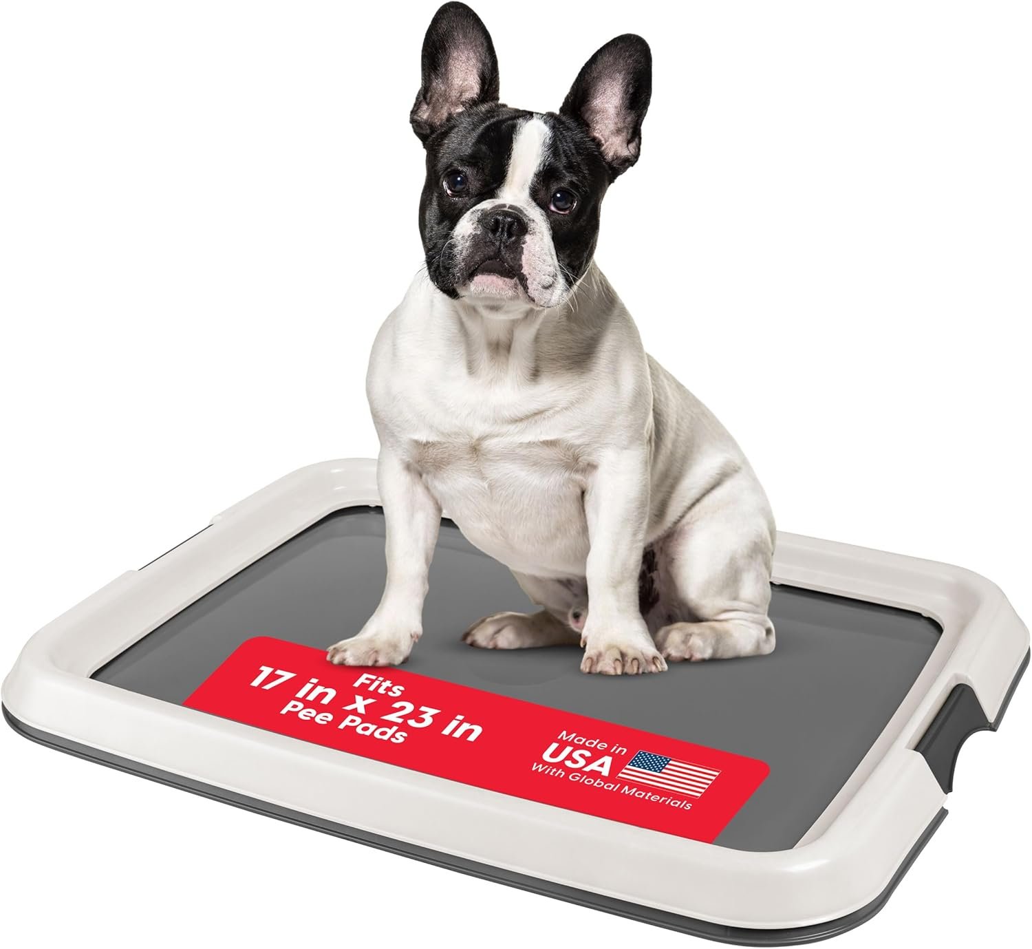 IRIS USA Pee Pad Holder for Dogs and Puppies, Potty Training Tray with Secured Latches, Non-Skid Feet, Leak Protection, Easy Clean Surface, Fits 17″x 23″ Puppy Pads Size, Dark Gray