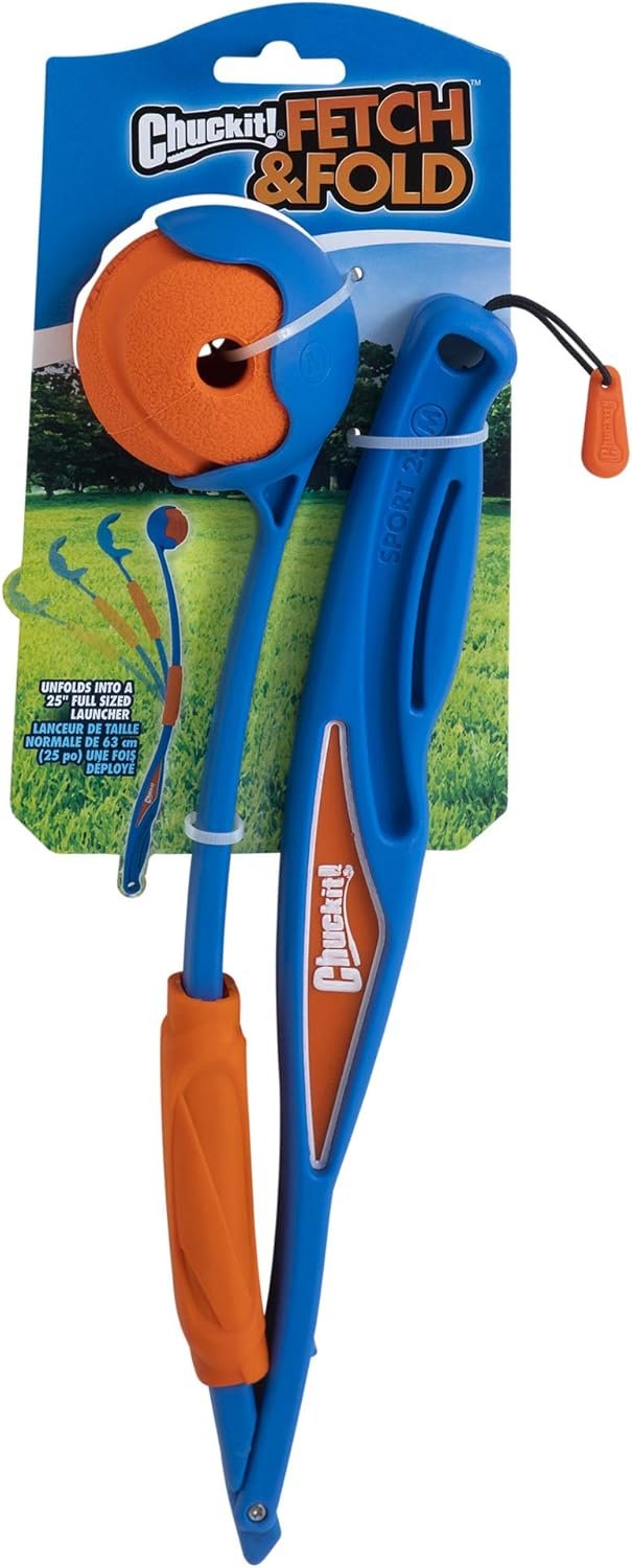 Chuckit! Fetch & Fold 25M Dog Ball Launcher, 25″ Length, Includes Medium Ball (2.5″) For Dogs 20-60 Pounds