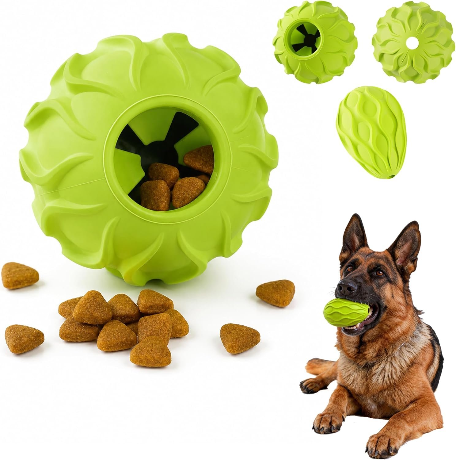 Treat Dispensing Dog Toys for Aggressive Chewers, Interactive Dog Treat Toy, Natural Rubber Puzzle Dog Chew Toys for Medium&Large Dogs, Teeth Cleaning, Mental Stimulation Training, Boredom Relief