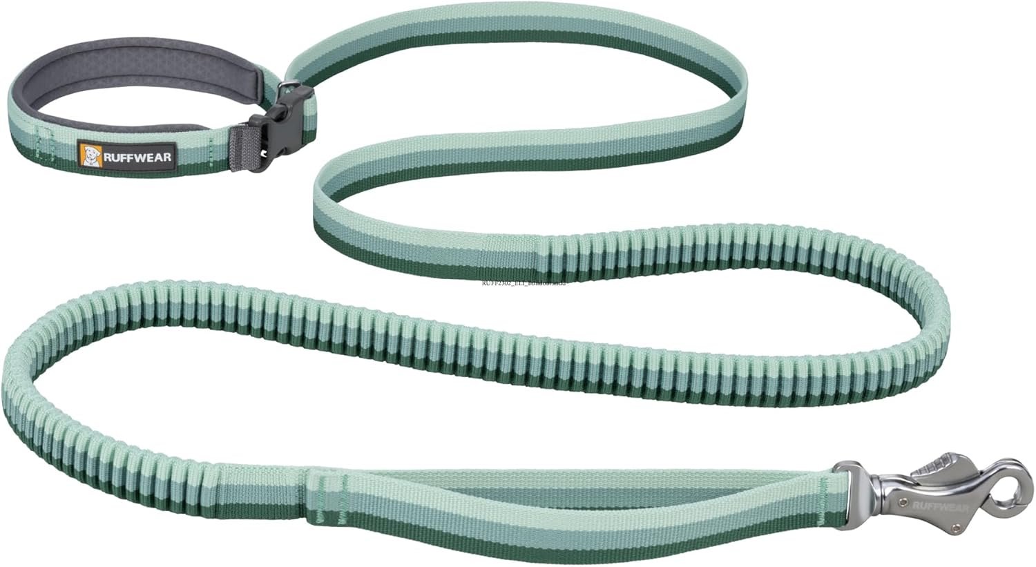 Ruffwear, Roamer Bungee Dog Leash for Running, Biking or Hiking, Can be Used Hand-Held or Hands-Free, River Rock Green, 5.5′-7′