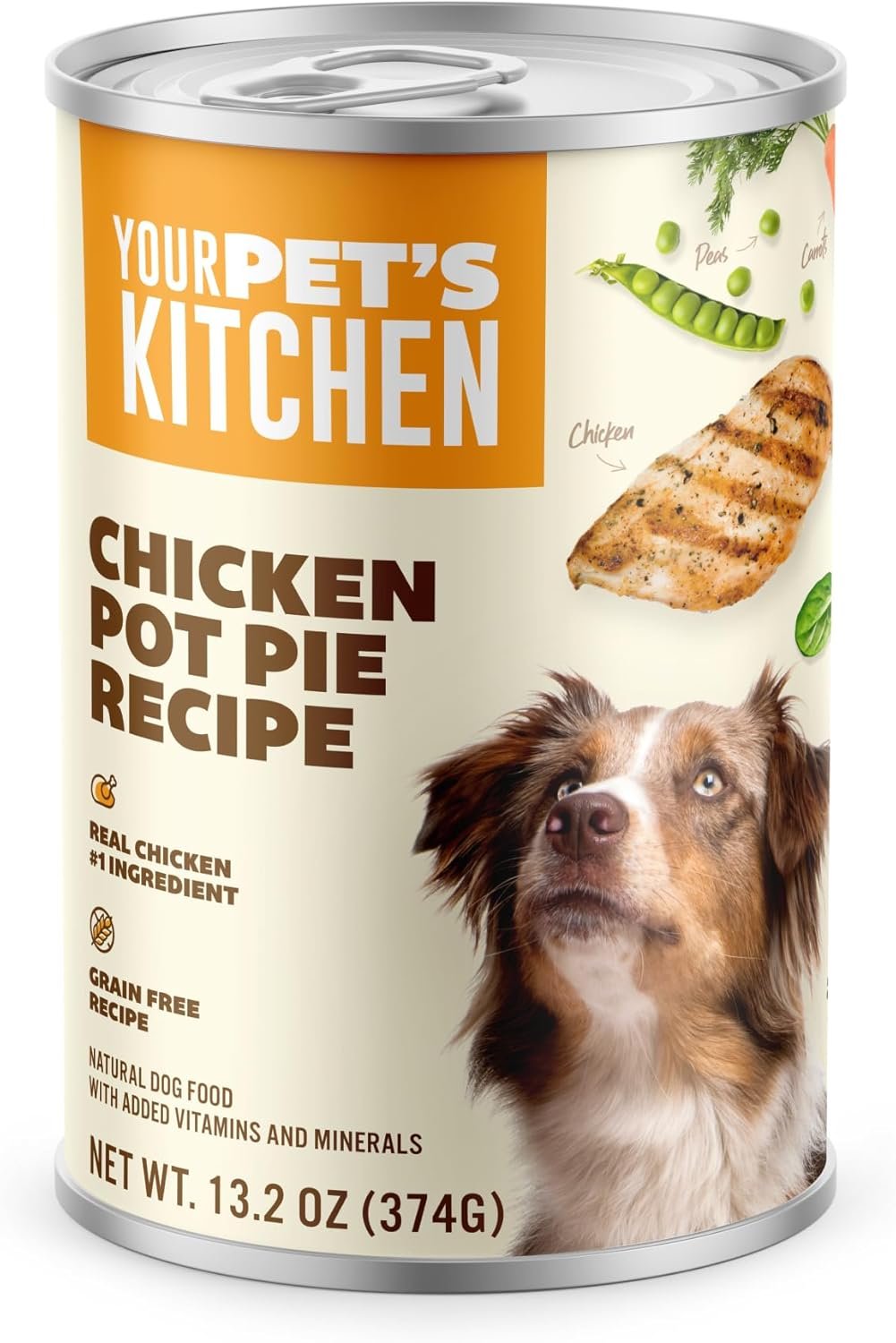 Your PET’S Kitchen Wet Dog Food, Chicken Pot Pie Recipe – 13.2 oz Cans (Pack of 6), Made in The USA with Real Chicken