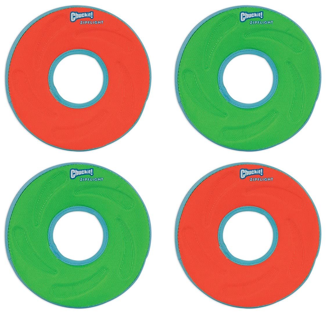 Chuckit Zipflight Amphibious Flying Ring – Assorted Small – 6 in. Diameter (4 Pack)