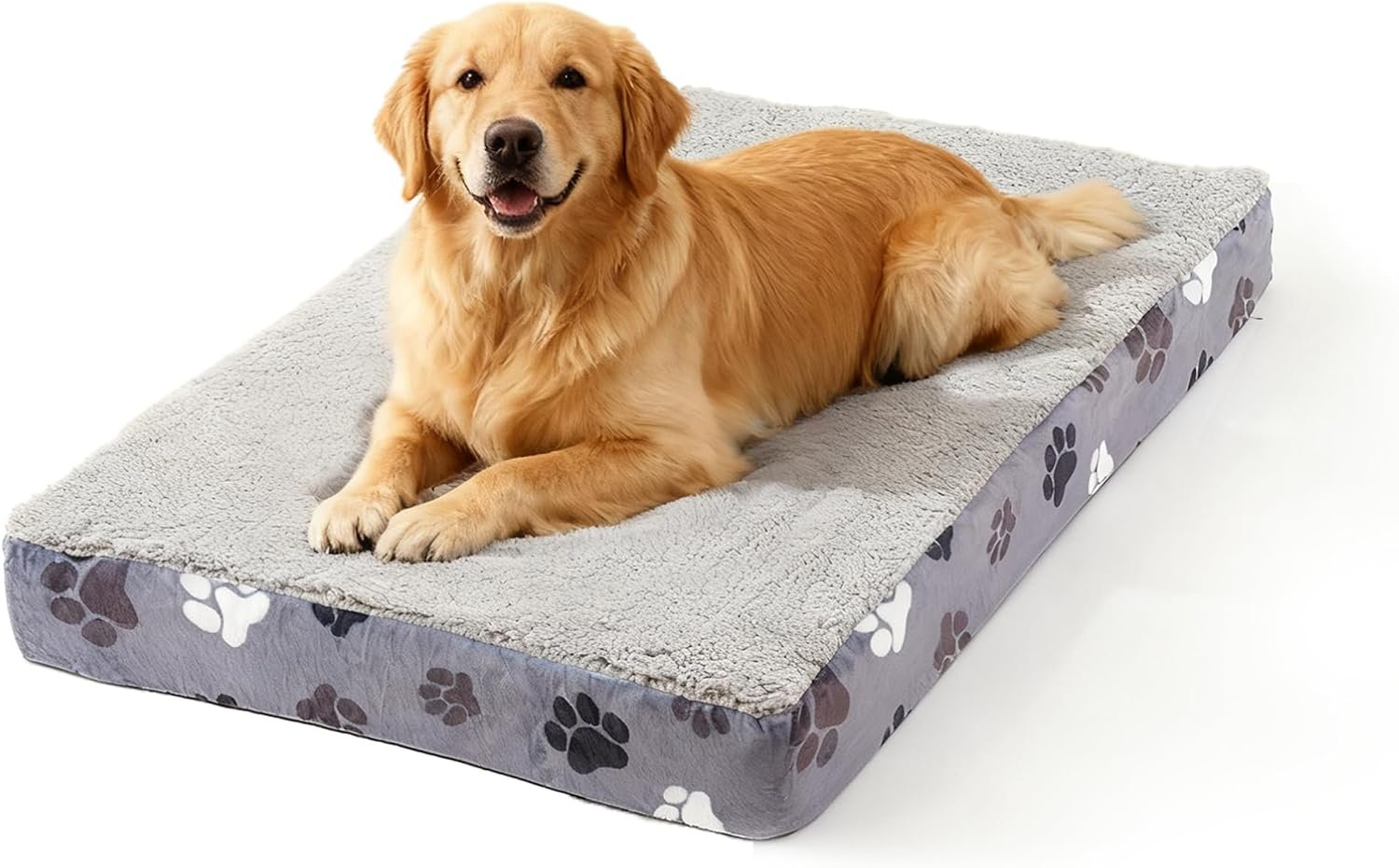 Dog Beds for Large Sized Dog Comfy Orthopedic Pet Bed with Waterproof Lining & Removable Washable Cover, Soft Sherpa Dog Crate Bed with Anti Slip Bottom, 41×27 Inch Dark Grey