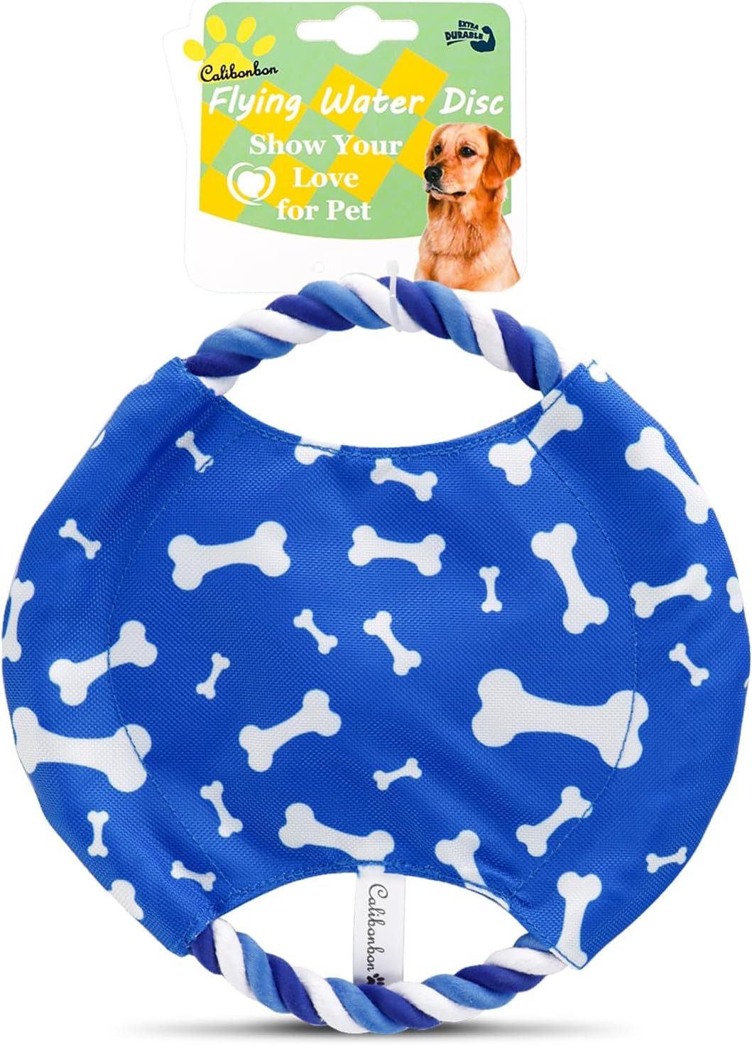 Dog Rope Flying Disc Toy with Squeaker | Durable Canvas Center & Braided Cotton Rope Ring | 2-in-1 Fetch & Tug Interactive Toy for Small & Medium Dogs | 9 Inch