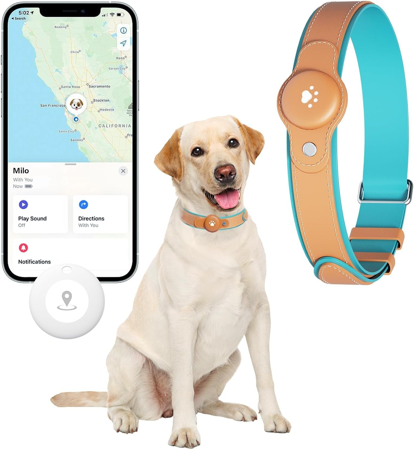 New GPS Tracker for Dogs: Smart Pet Collar with Real-Time Tracking,No Monthly Fee/Subscription (iOS & Android) Waterproof, Anti-Lost,365-Day Long Battery Life GPS Tracker Dog Collar(Tracker Included)